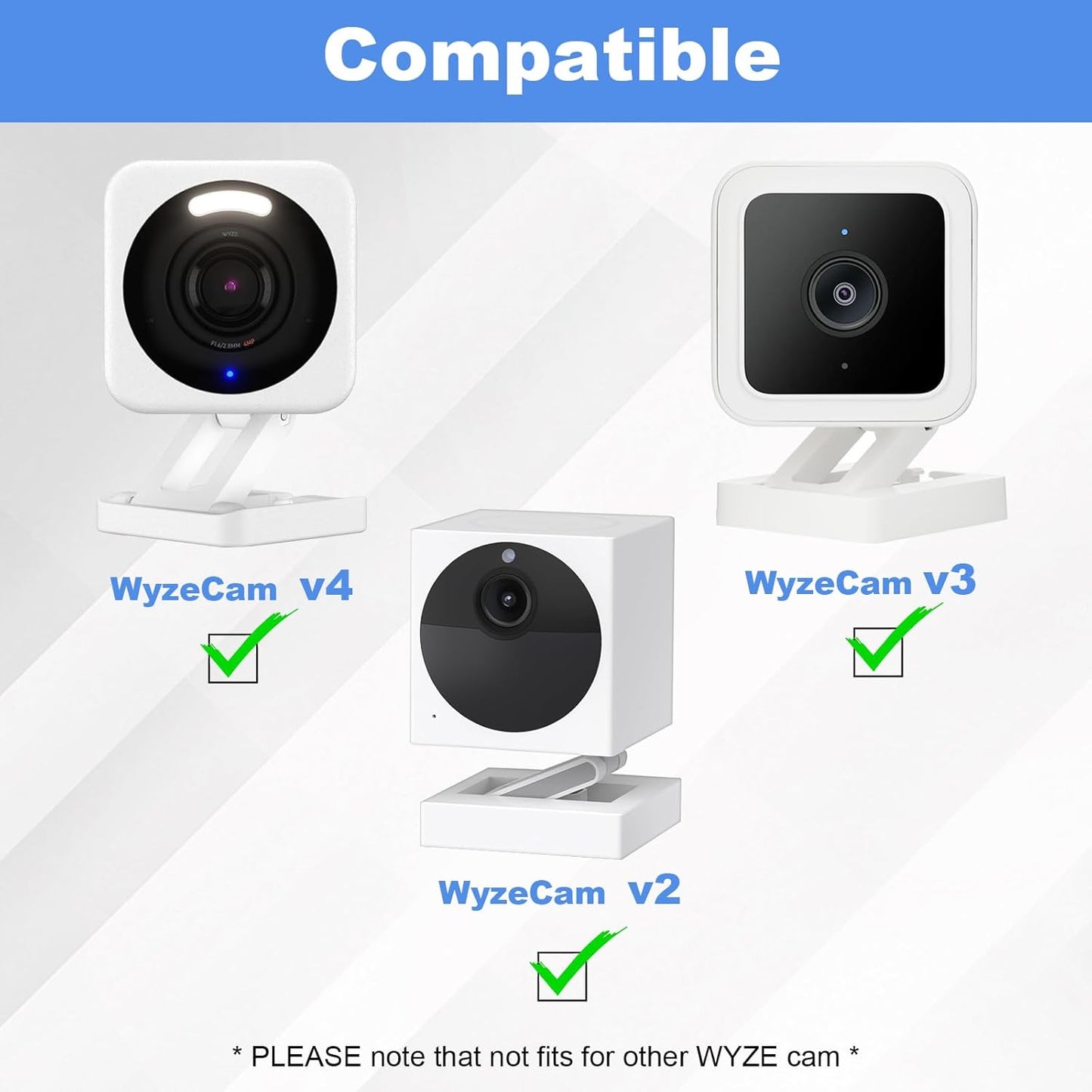 REEYEAR 2 Pack V4/V3 Window Mount fits for Wyze Cam Stick-On Glass Camera Holder for Outdoor Monitoring, Birdwatching