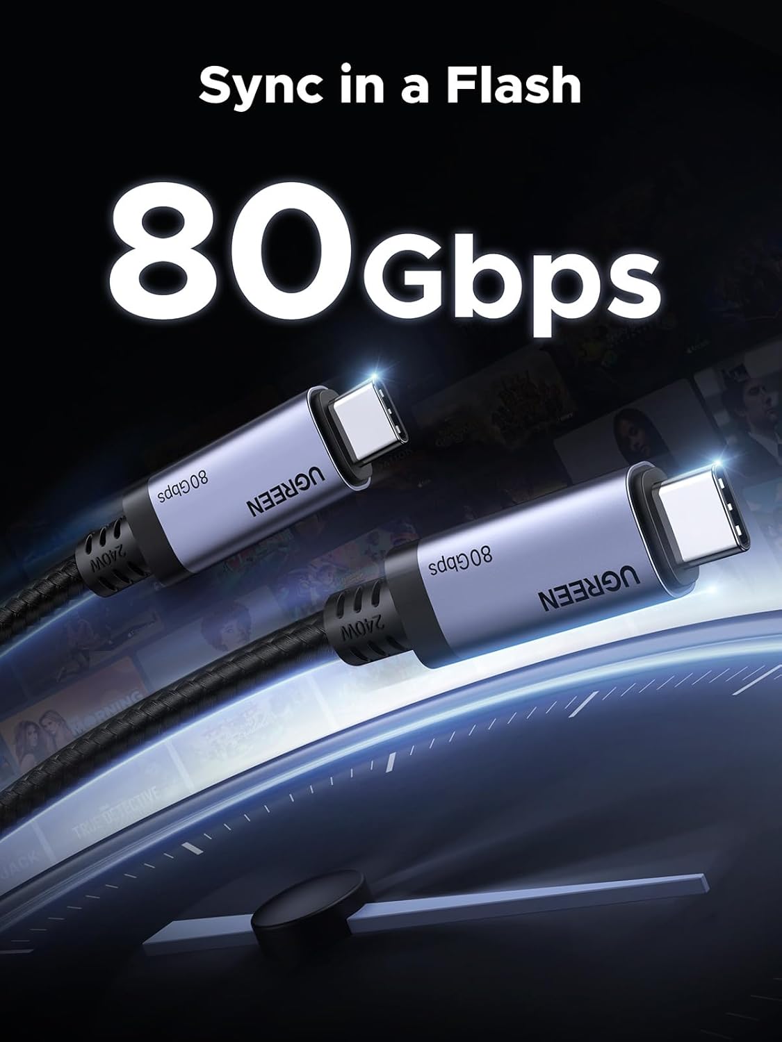 240W USB4 Gen4 80Gbps 17K 8K 4K PD3.1 4/3, 17/16/15, 3.3FT UGREEN USB C to USB C Cable Premium Dual Triple Display