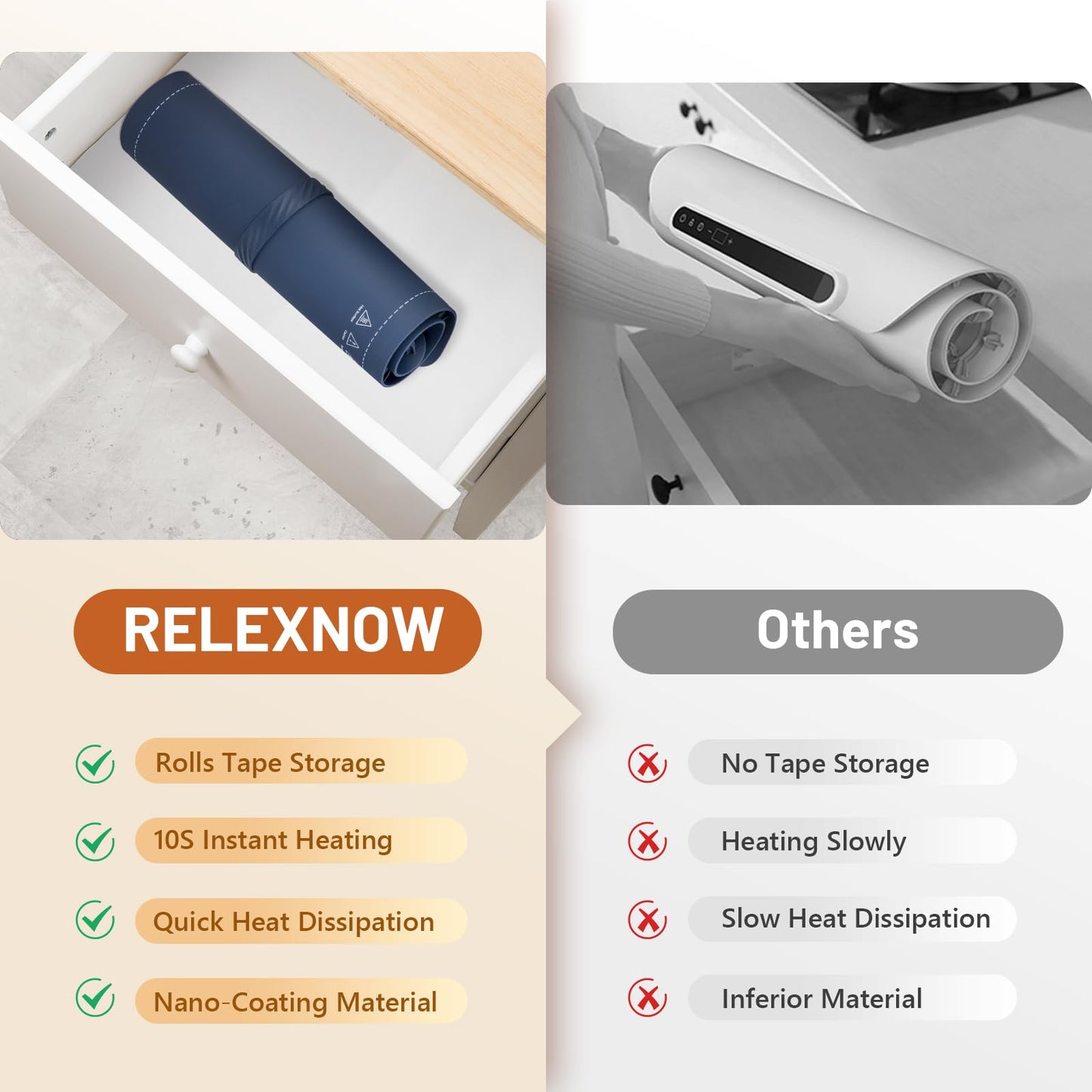 Food Warming Mat, Full Surface Heating Silicone Electric Warming Tray with 3 Level Temperature Settings, Auto Shut-Off, Foldable Roll Up Food Warmer for Parties Buffets, Gatherings