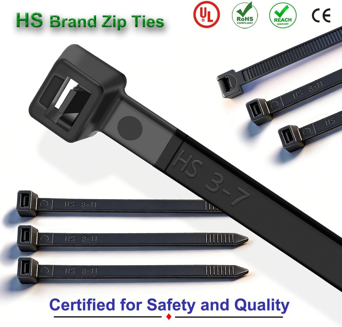 (50 Pack) 0.35 Inch 200 36 Inch HVAC,Travel,Packaging,Vessel HS Extra Long Heavy Duty Zip Tie Straps Thick Plastic Duct