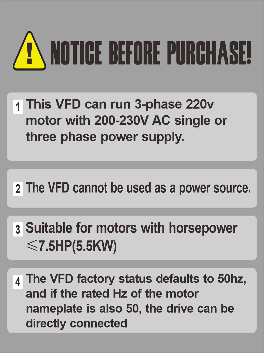 10HP 7.5KW VFD Single-Phase to 3-Phase Converter, Used on≤7.5HP(5.5kW) 34 Amps 200-230V 3-Phase Motor, Input/Output 200V-230V,Variable Frequency Drive