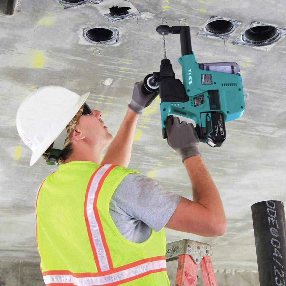 Makita XRH011TX 18V LXT Lithium-Ion Brushless Cordless 1" Rotary Hammer Kit, Accepts Sds-Plus Bits, w/Hepa Vacuum Attachment (5.0Ah),