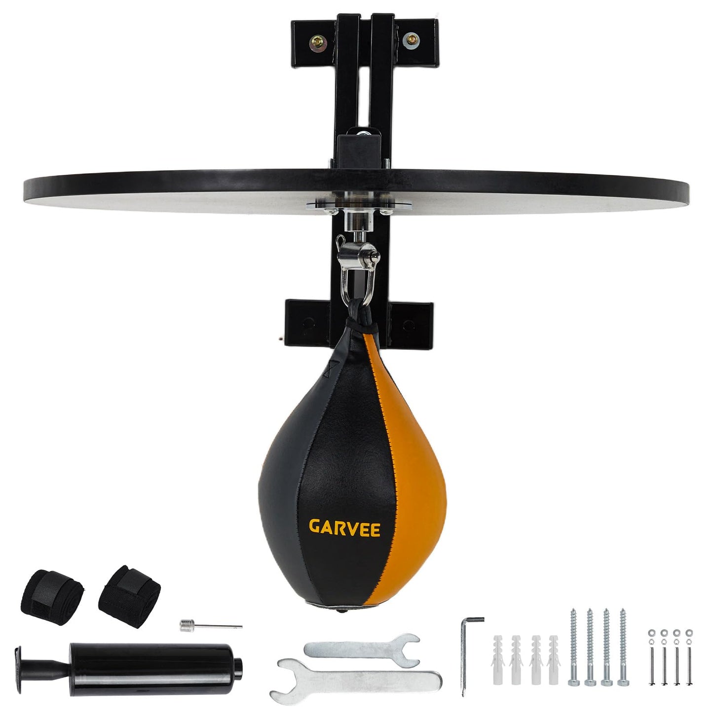 GarveeTech Hardwood Speed Bag Platform Kit with Adjustable Mount 360 Degree Swivel and Includes Speed Bag Air Pump for Boxing Training and Home Gym Workout