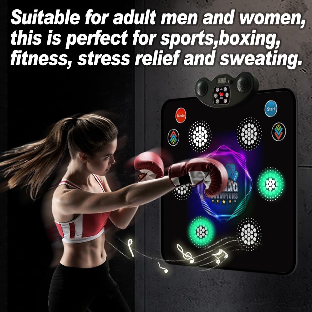 HTASKTEXEH 2025 Kids Musical Boxing Machine Comes with Boxing Gloves, 9 Modes, 420 Levels, 7 Lights, wall-Mounted Dual-Purpose, Memory and Reaction Training Equipment Christmas Birthday Gift for Kids