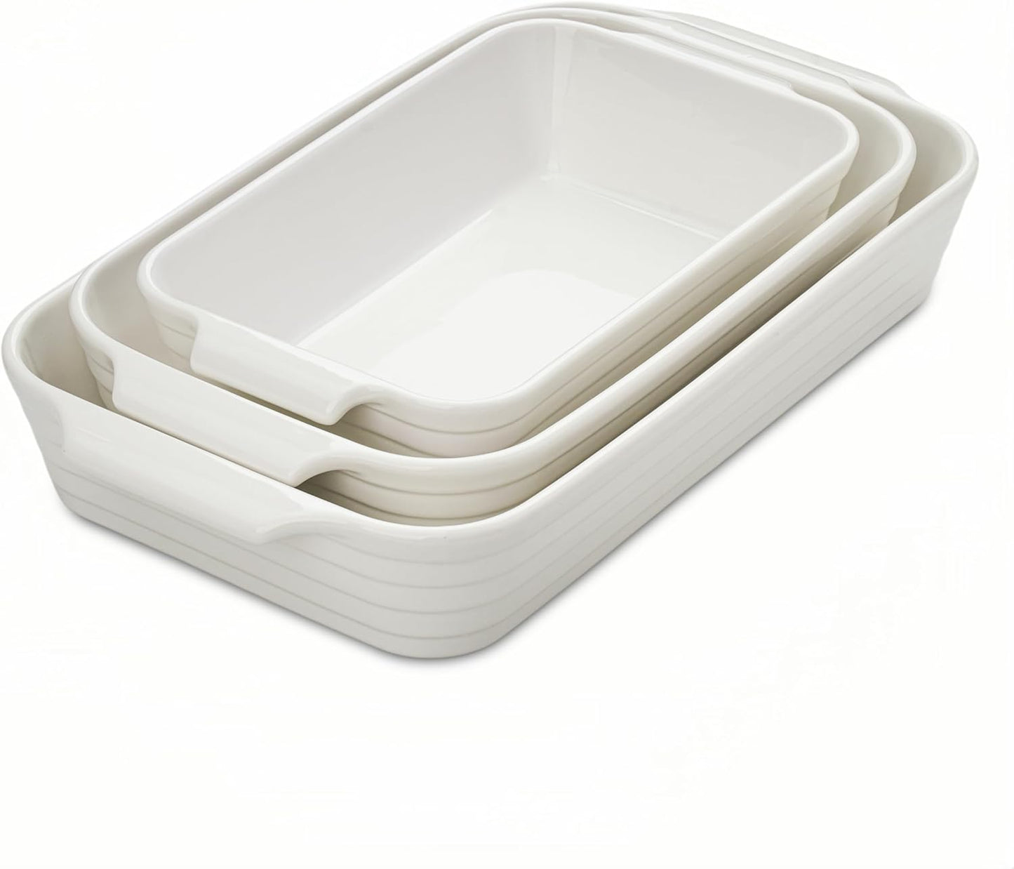 Regine Switzerland Casserole Dishes Set - 3 Ceramic Baking Pans with Handles for Oven Use
