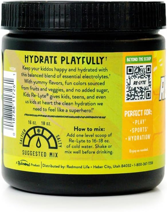 REDMOND Re-Lyte Kids Hydration Electrolyte Mix Powder, Pineapple 7.62 oz