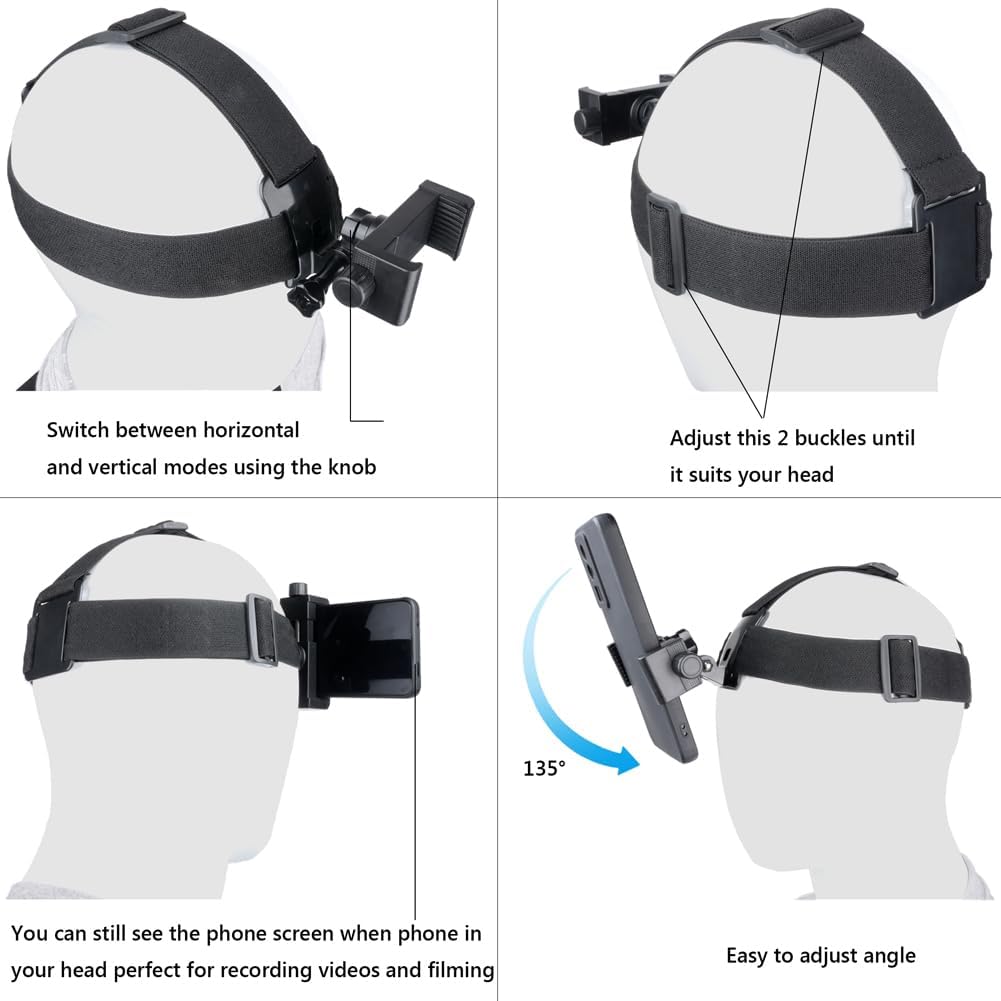 TANSUO Chest Mount Strap Harness Head Strap, Quick Release Chesty Body Mount with Phone Clip, Head Strap+Chest Strap