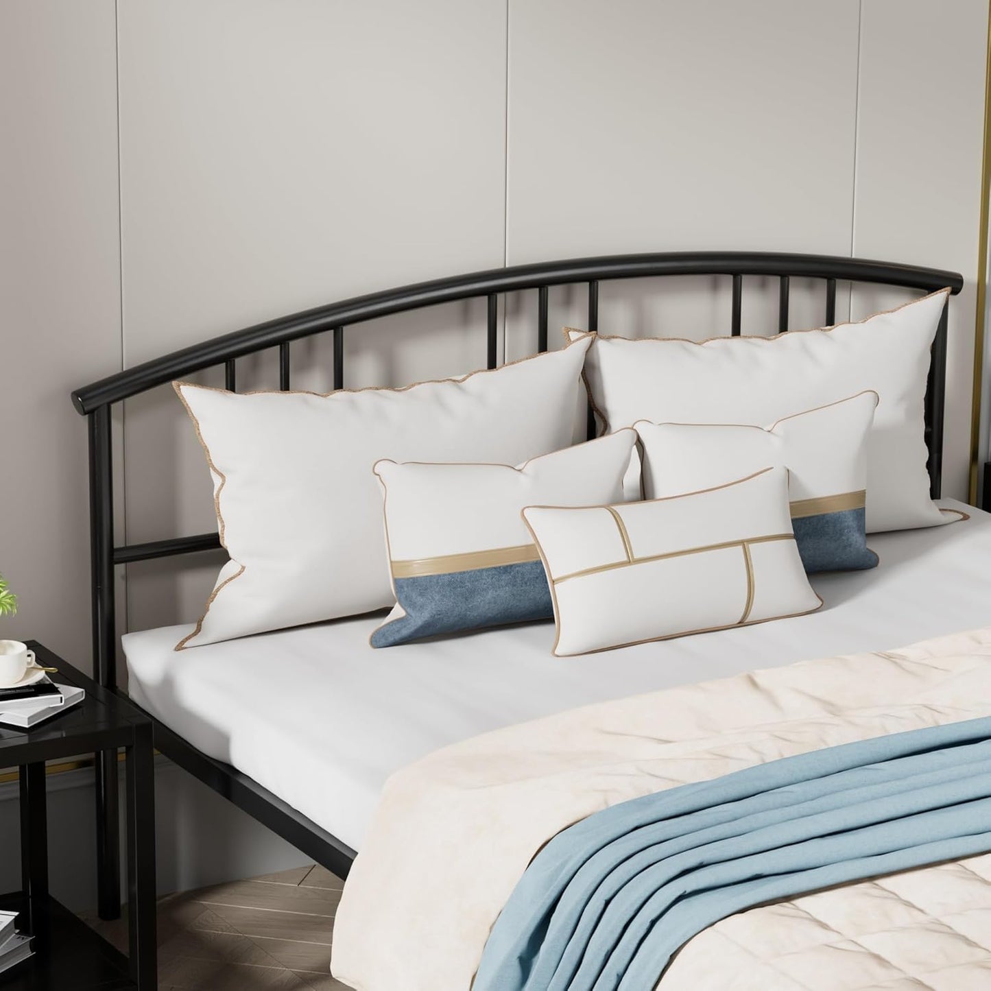 VECELO Queen Mattle Black Bed Frame with Headboard and Footboard, 14 Inch Metal Platform Mattress Foundation, Sturdy Premium Steel Slat/No Box Spring Needed