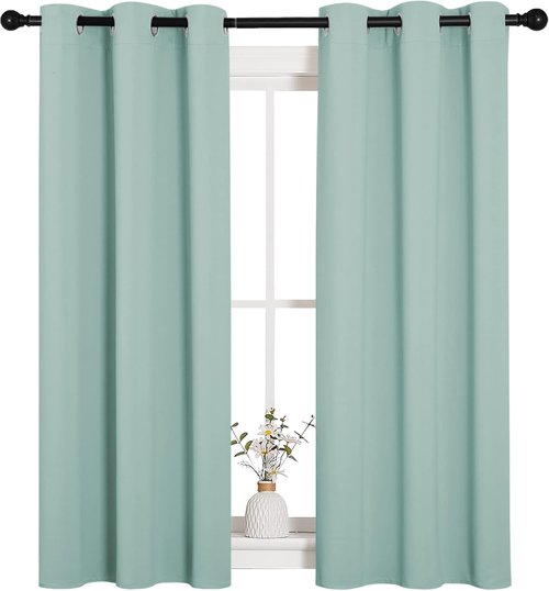 NICETOWN Blackout Curtain Panels - Thermal Insulated Grommet Drapes | Aqua, 34 x 54 Inches, One Pair