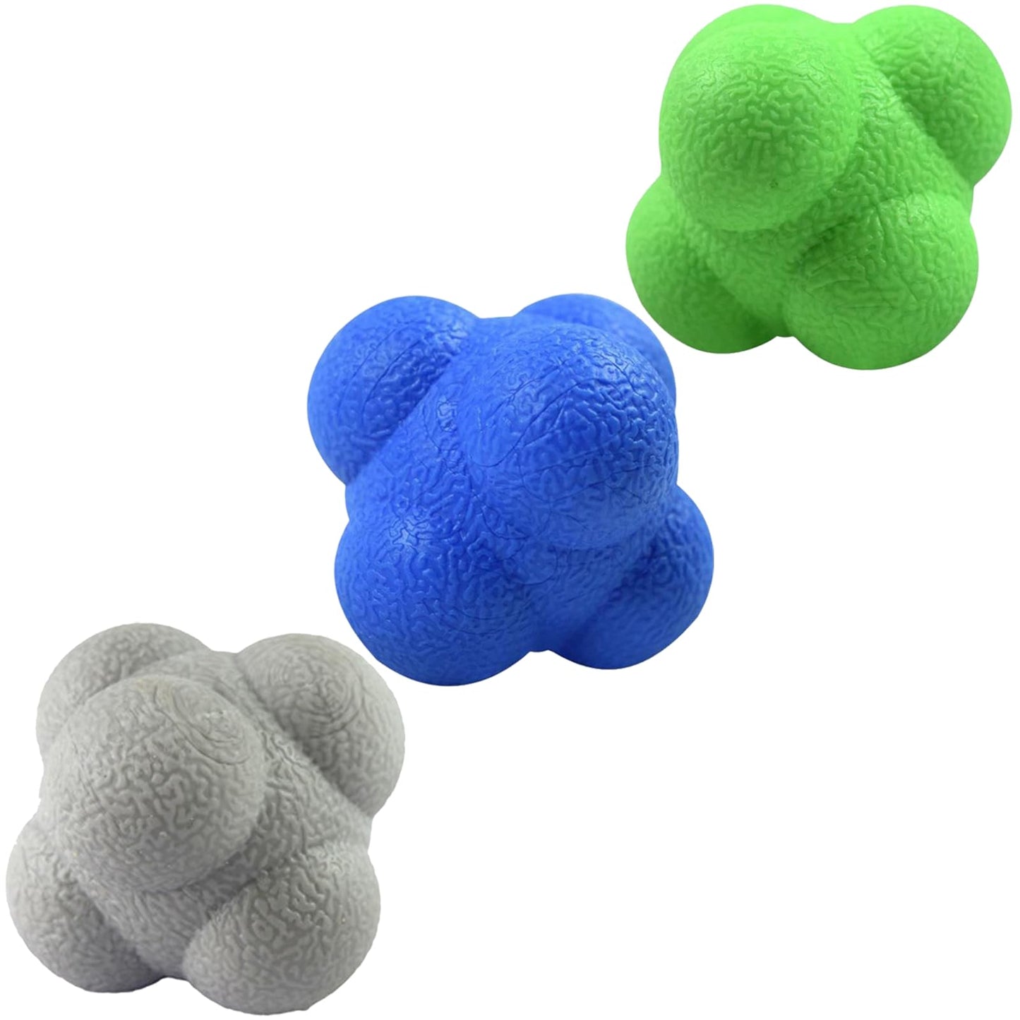 AIRLAXER Reaction Ball,Reflex Ball for Hand Eye Coordination Training,2.83 inch,Pack of 3-Blue,Grey,Green.