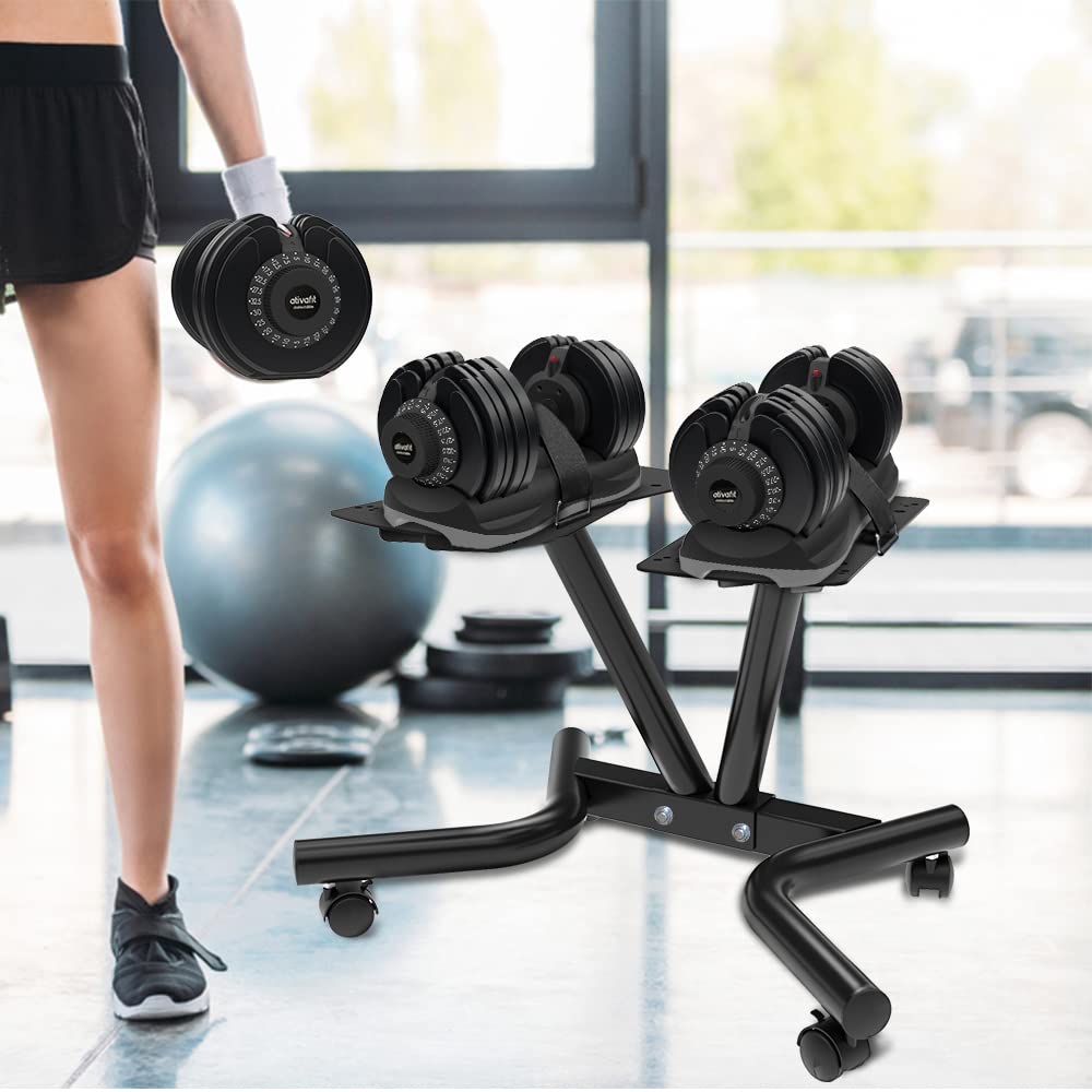 ATIVAFIT Adjustable Dumbbell Rack for Home Gym, Space‑Saving Dumbbell Storage & Organization, Compatible with Adjustable Dumbbells, Heavy Duty Weight Stand
