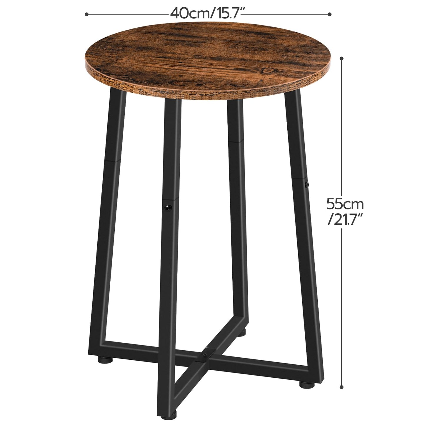 HOOBRO Side Tables Set of 2, Round End Accent Tables with Sturdy Metal Pedestal, 15.7" Round Nightstands, for Living Room, Bedroom, Balcony, Office, Rustic Brown BF95BZP201