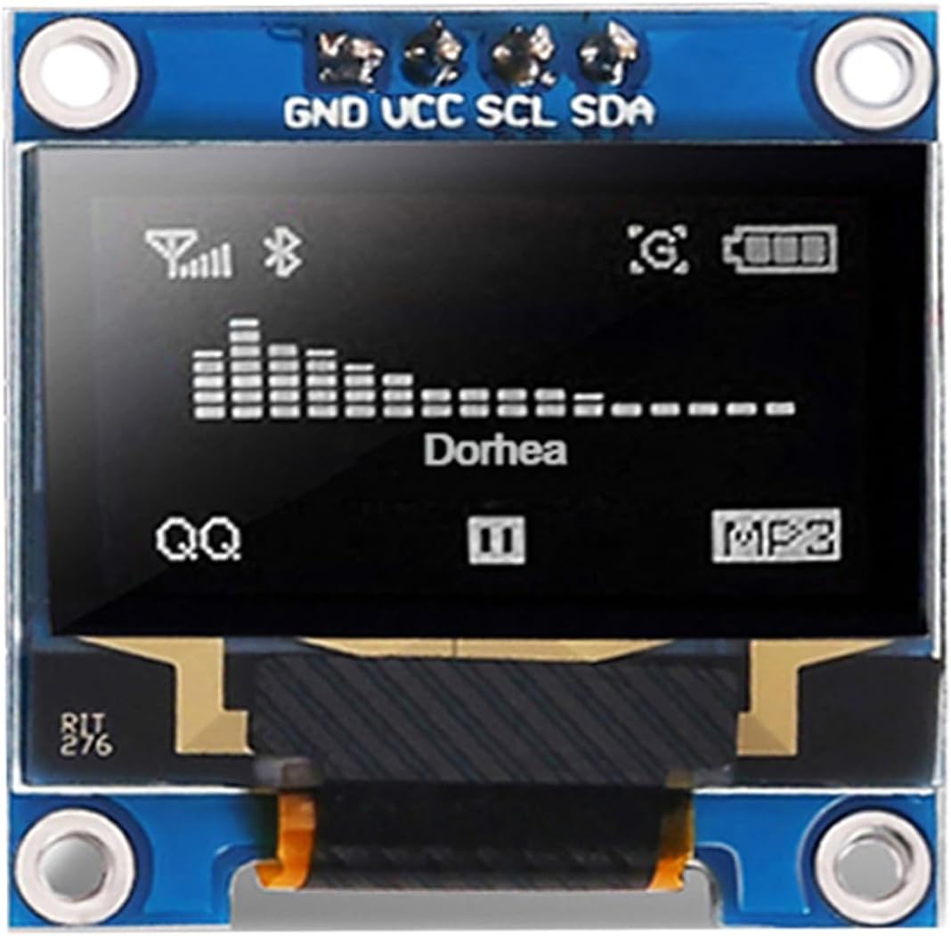 DORHEA 1Pack 0.96 Inch SSD1306 128x64 I2C OLED Display Module Pixel IIC Self-Luminous Screen Board White Compatible