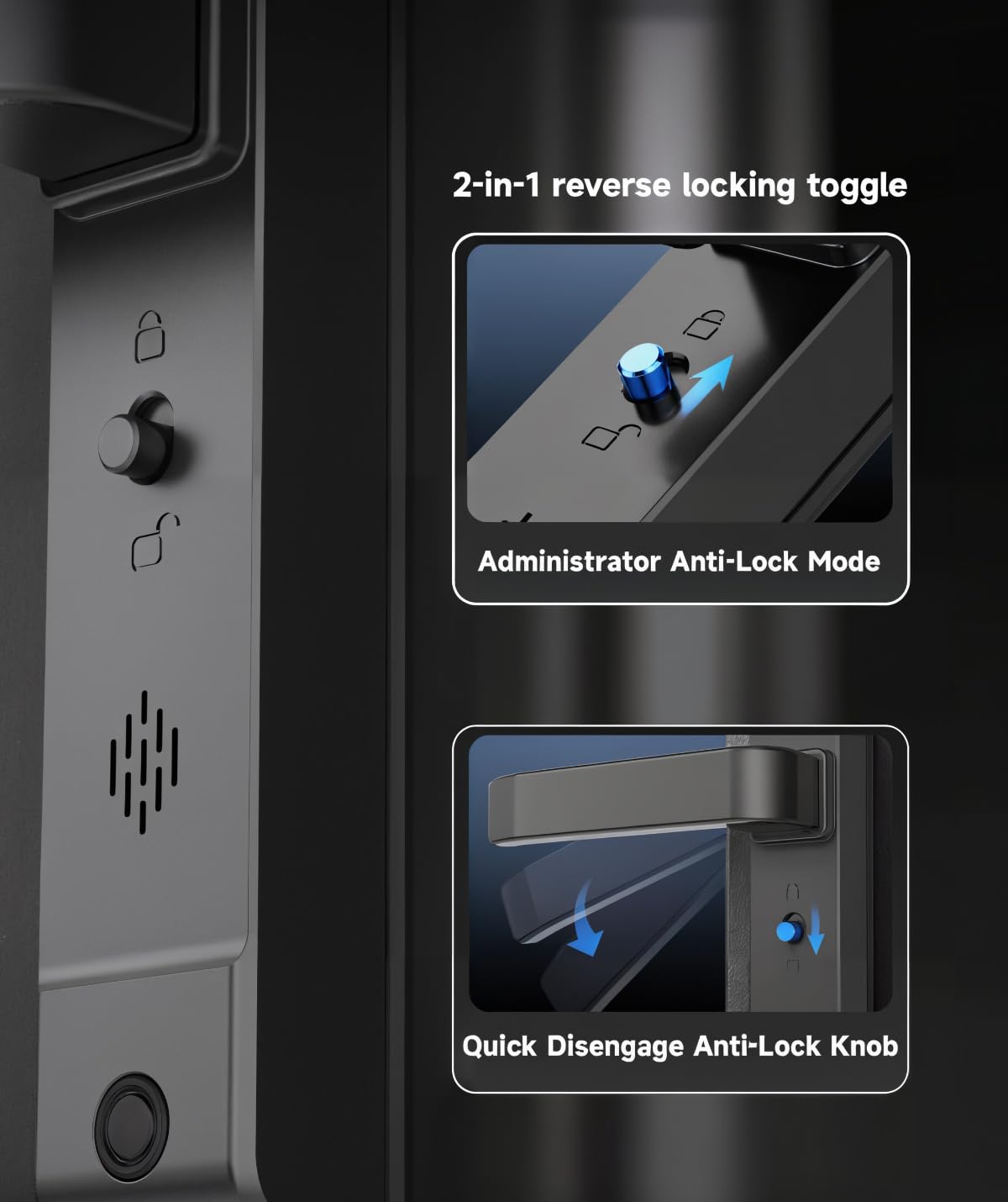 Slim Sliding Glass Door Lock 2885 Latch eLinkSmart Waterproof Keyless Mortise Smart Lock with Hook for Door Thickness 22~110mm, Aluminum Keypad Fingerprint for Patio Door Tuya App