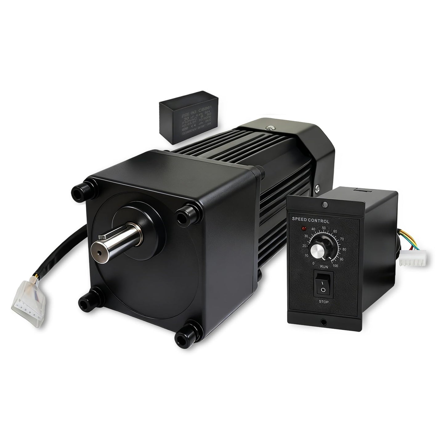 Universal High Torque AC Motor + Speed Controller, 250W Single Phase Electric Motor with Gearbox, 110V Reversible Gear Motor, Variable Speed Motors for Conveying Equipment, Production Lines