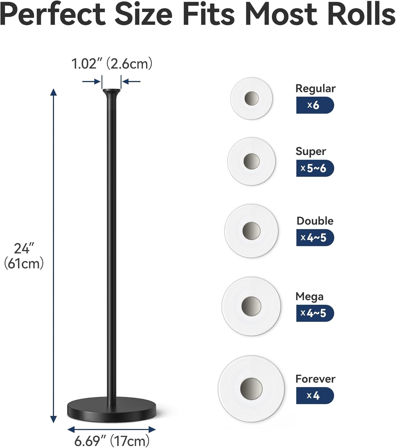Skiennix Toilet Paper Holder Stand - Free-Standing Stainless Steel Design with Reserve Function