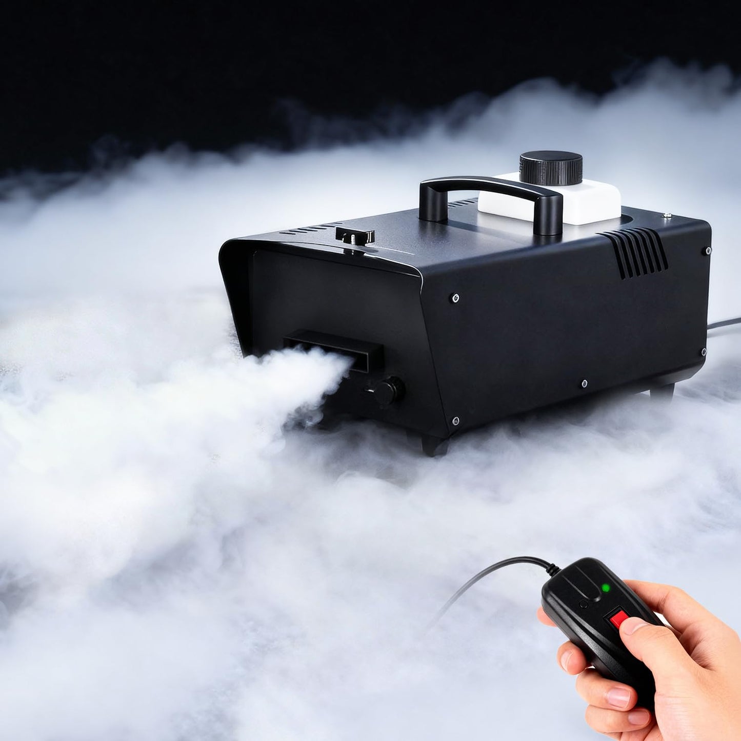 Low Lying Fog Machine with Remote Fast Heating Easy Opertative Dry Ice Compatible for Stage Halloween Wedding Escape Room Effects