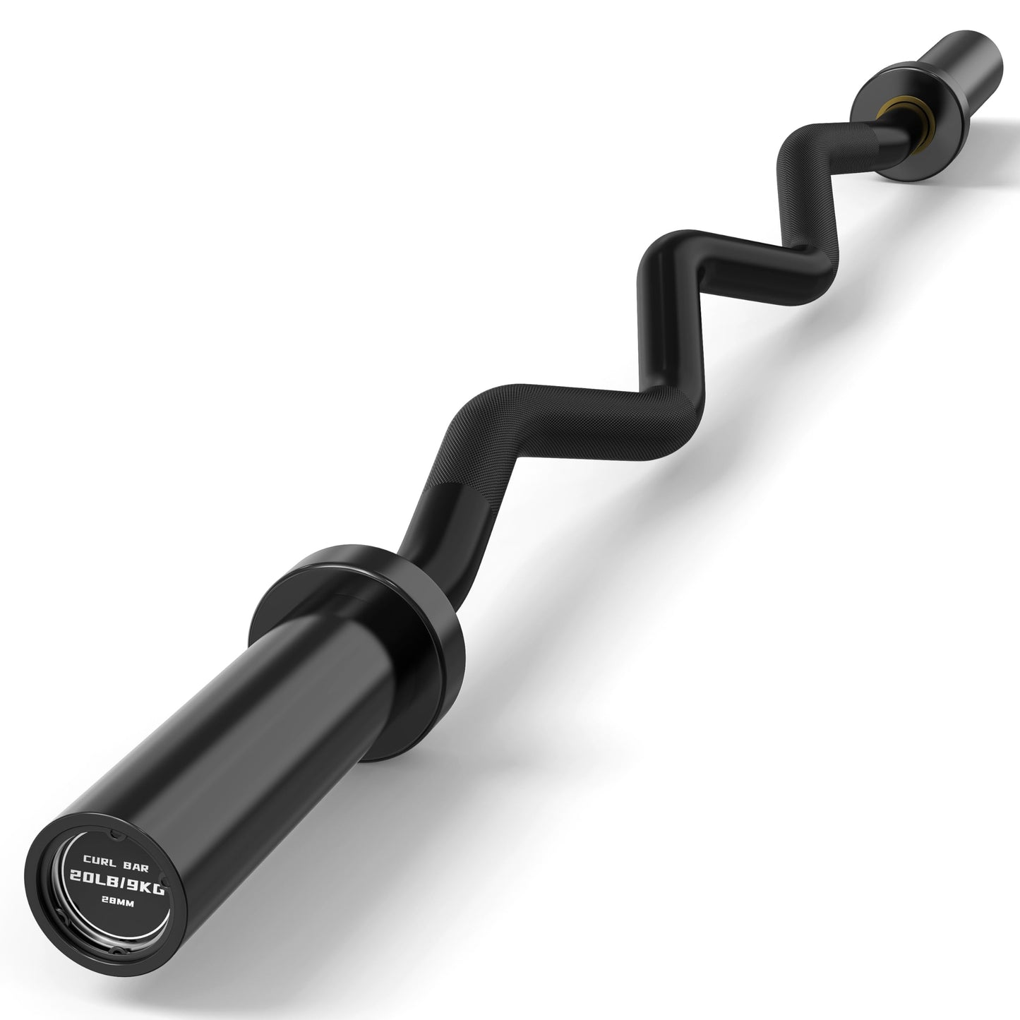 HANDBODE Olympic EZ Curl Barbell Bar, 47" Curl Bar for Weight Lifting, Squats, Hip Thrusts, Biceps, 500 lb Weight Capacity Suitable for 2 inch Weight Plates, Home Gym Weight Bar, Black