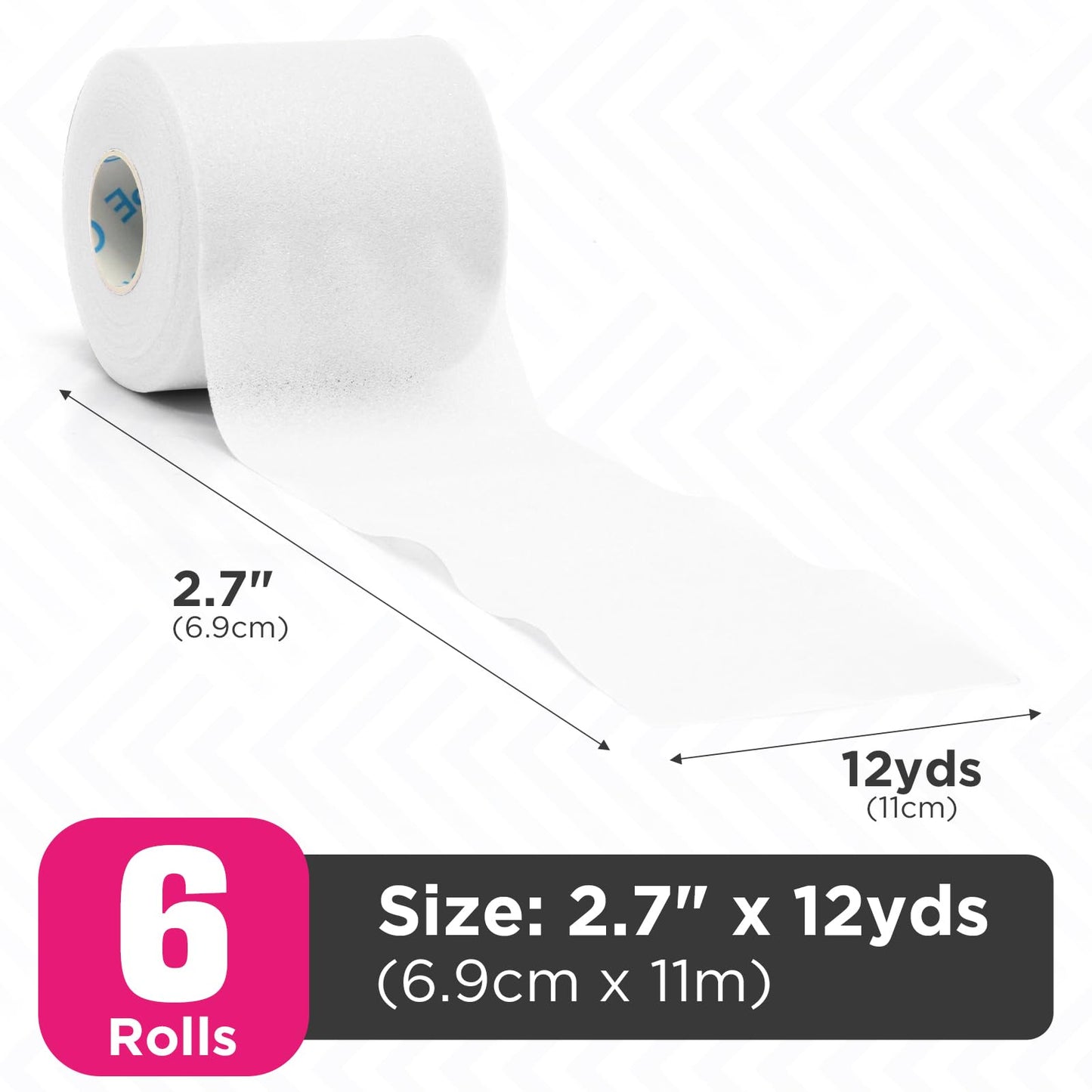 OK TAPE Pre Wrap Tape (6-Rolls, 12 Yds) - Athletic Foam Underwrap for Sports, Protect for Ankles Wrists Hands and Knees, 2.75 Inches - White