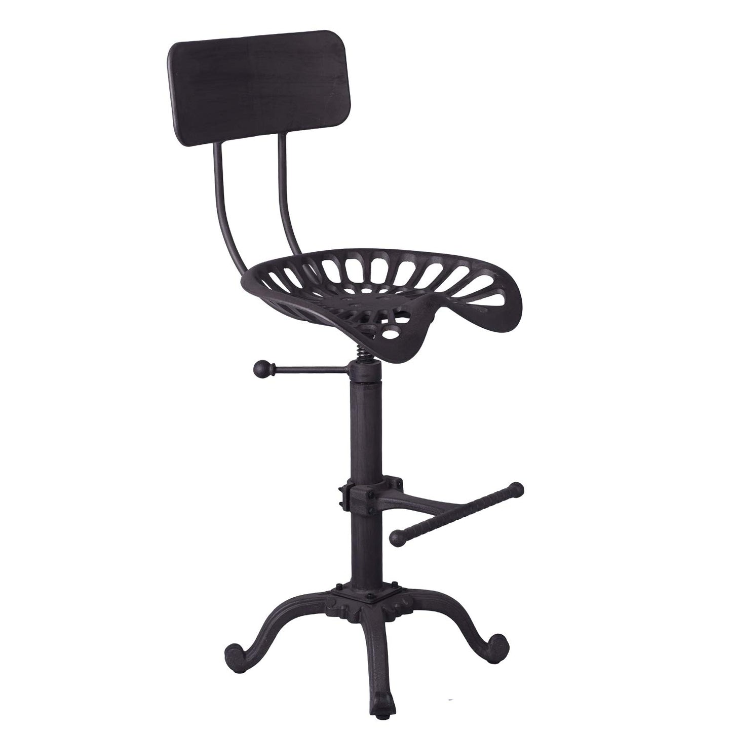 Diwhy Industrial Design Metal Adjustable Height Backrest Chair Vintage Tractor Saddle Bar Stool Rust
