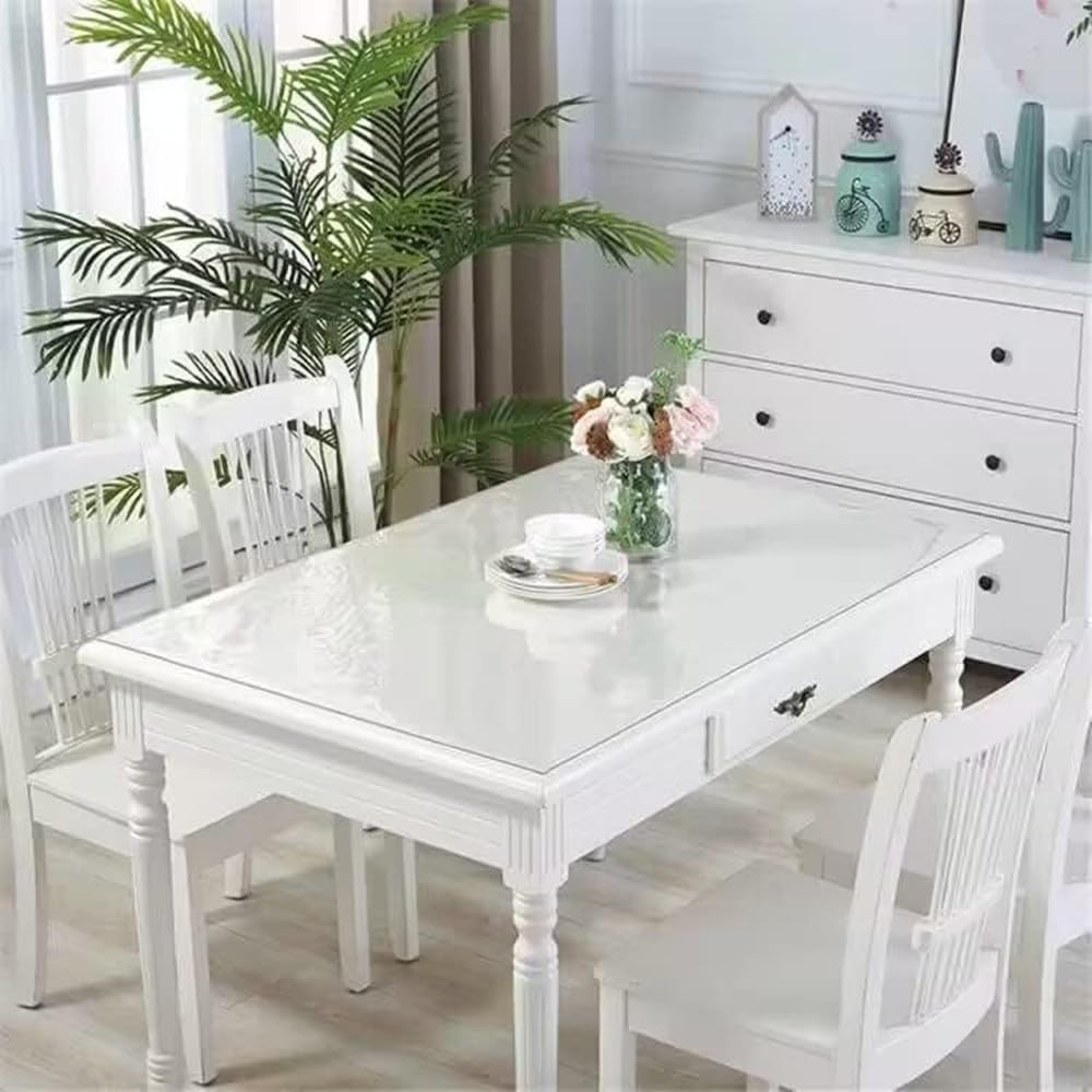 Royhom Clear Table Protector 40 x 62 Inch - 2mm Thick Plastic Table Cover, Clear Table Cover Protector Rectangle, Waterproof PVC Desk Mat for Coffee Table, Writing Desk, Dining Room, Dresser
