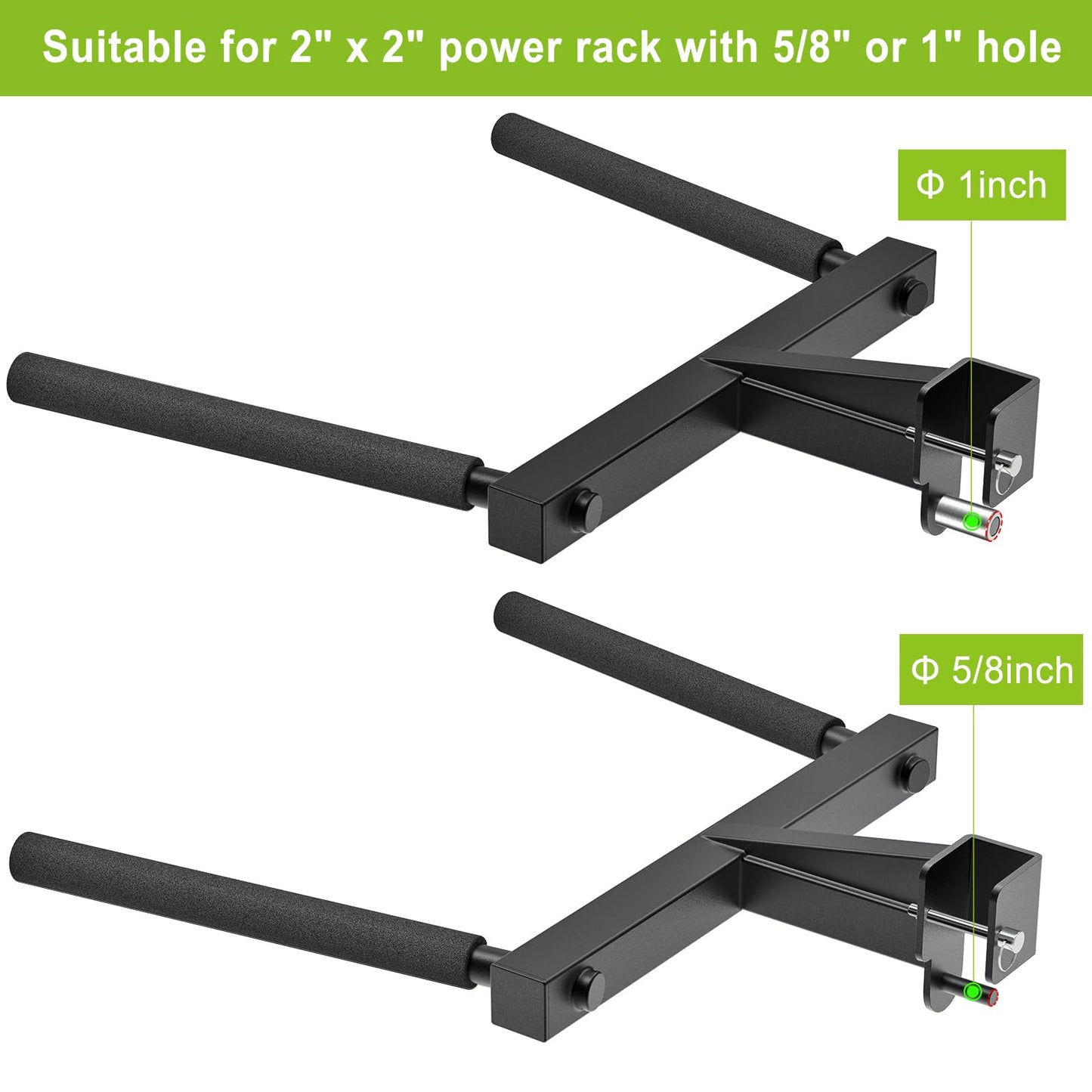 Kipika Y-Shaped Dip Bar for 2" x 2" Power Cage with 5/8" or 1" Hole - Dip Bar Attachments for Home Gym - Heavy Duty Power Rack Attachments - 2" x 2" Squat Rack Accessories for Strength Training