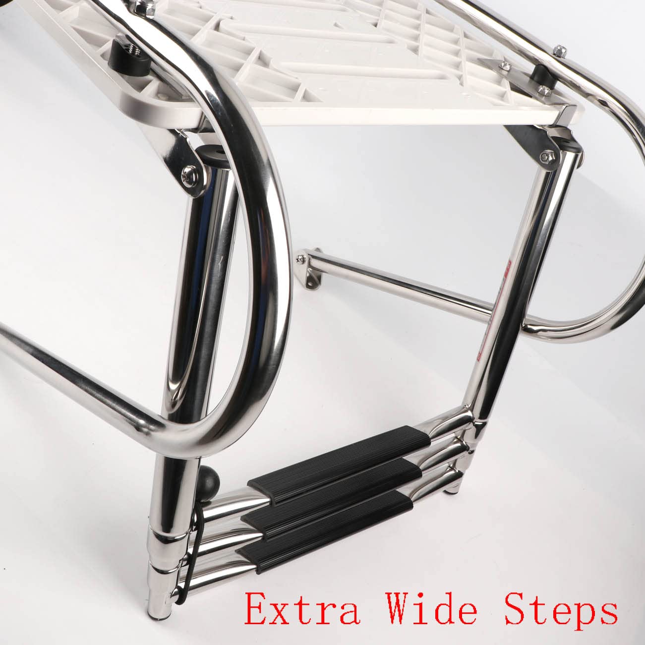 FUTURUP Boat Universal Swim Fiberglass Platform Under Mount Telescopic Ladder with 2 Handrails, 3 Step in/Outboard (Adjustable Installation Angle)