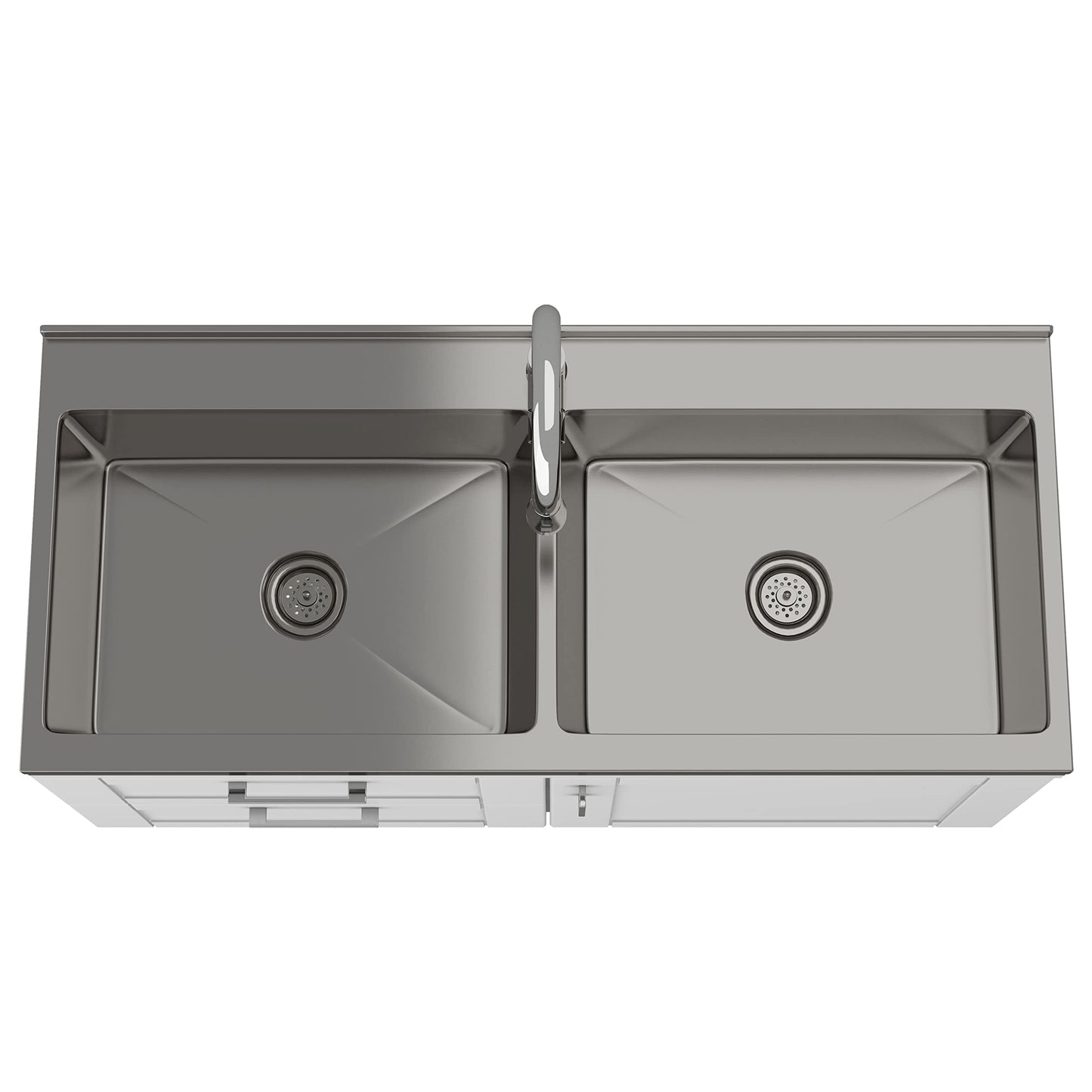 SIMPLIHOME Modern Wide Shaker All-in-One 46 inch Wide Utility Sink and Laundry Cabinet in Pure White Finish, Transitional Stainless Steel Sink Cabinet for Laundry Rooms with High-Arch Chrome Faucet