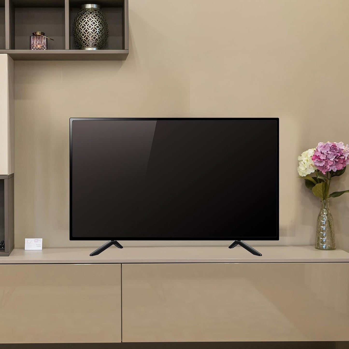 HAPINARY Universal Tv Stand Tabletop Mount Holder Adjustable Height Compatible with Flat Screen Tvs Grey Desktop