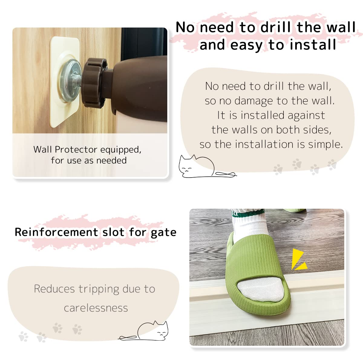 Lumizone Extra Tall Cat Gate 61.02" High Pressure Mounted Extra Wide 26.38"-30.11" (17Sizes) 1.37" Gap No Drilling Auto-Close Tall Pet Gate for Dogs (Cream, 26.38"-30.11" W)