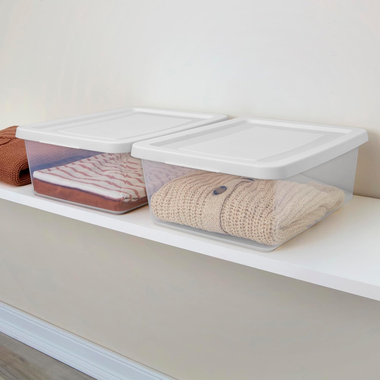 Sterilite 12 Quart Storage Box - 12 Pack Clear Plastic Totes with Secure Snapping Lids for Organization
