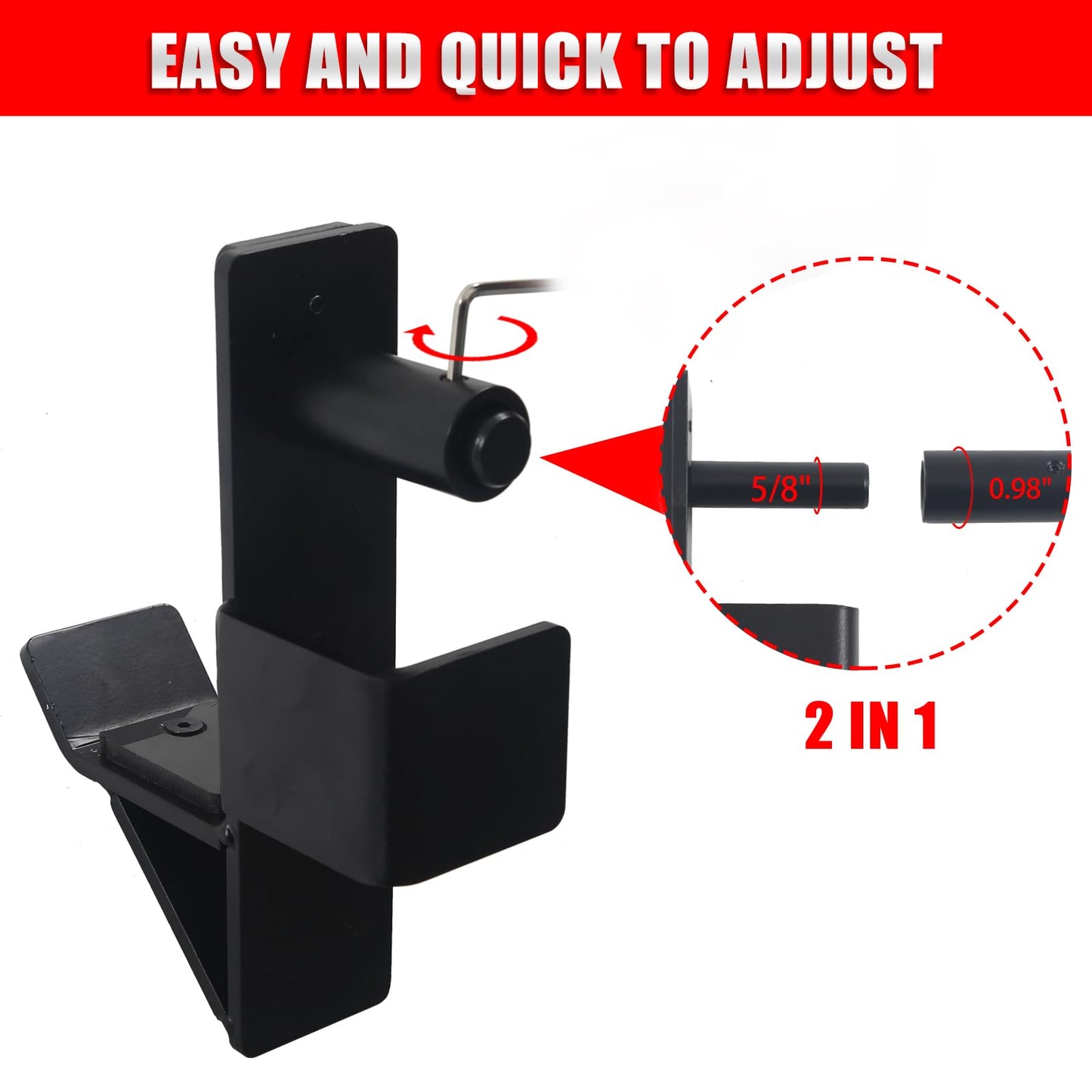 ZUKAM J-Hook Barbell Spotter Arm for 2" x 2" Tube Power Cage with 1" or 5/8" Hole, Dip Bar for Squat Rack,Heavy Duty Bottom Reinforced Premium Steel with 1000 LBS Capacity