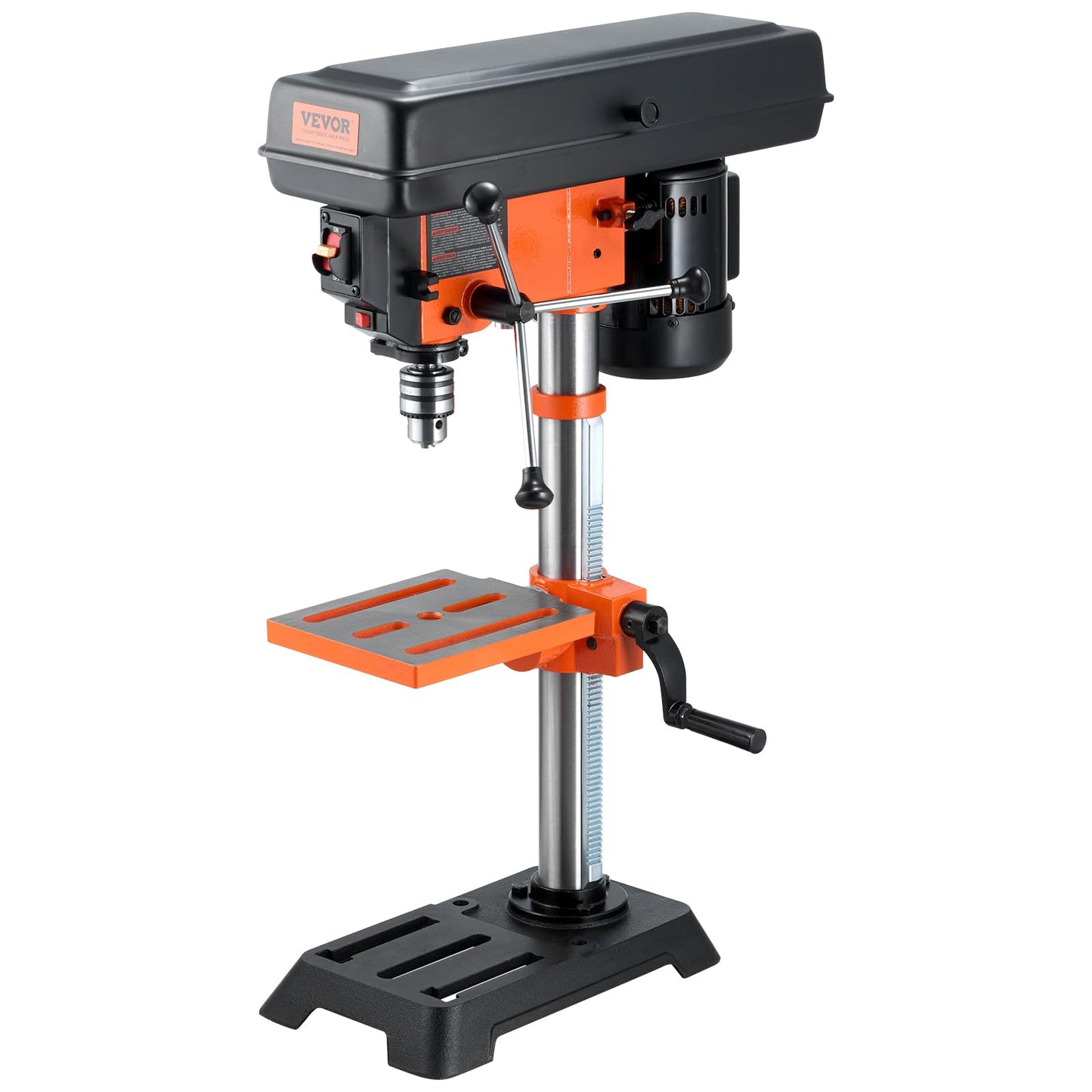 VEVOR Benchtop Drill Press, 3.2 Amp and 5-Speed Adjustable Drill Press with 10 in Swing, Cast Iron Frame, Worktable Tilts 0-45°, Ideal for Drilling Wood & Metal