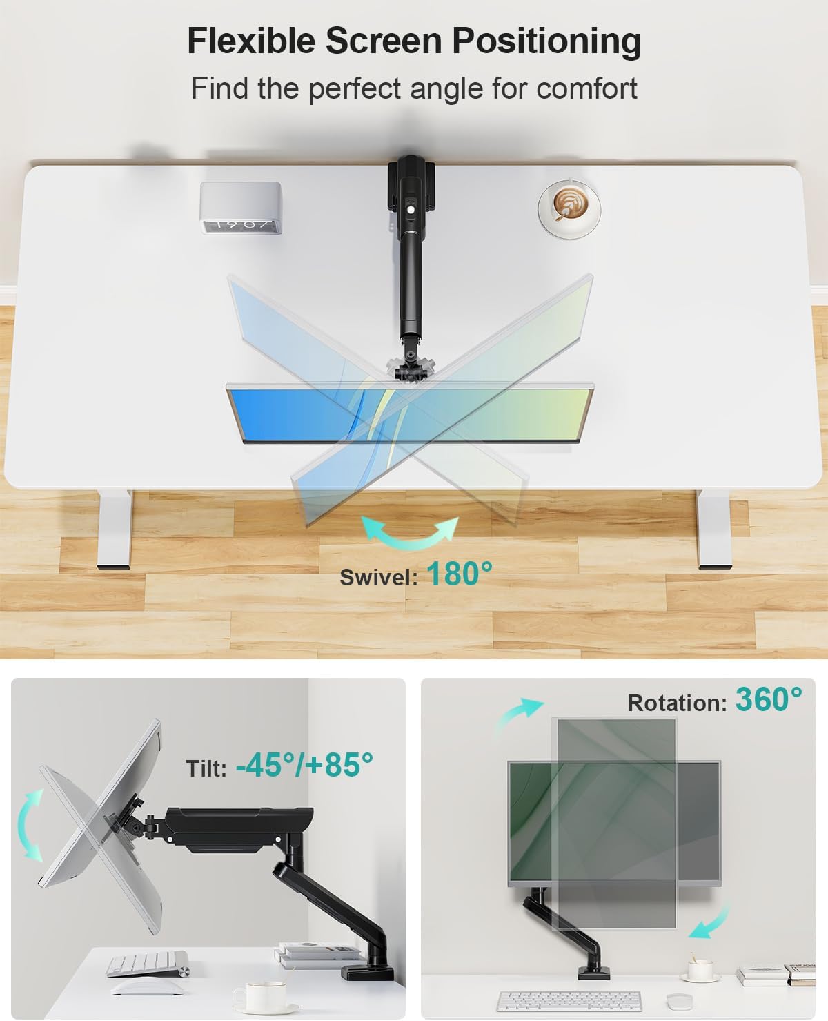 MOUNT PRO 13-32 inch Grommet 4.4 22lbs Single Monitor Desk Mount, Adjustable Full Motion Monitor Arm, Computer Monitor