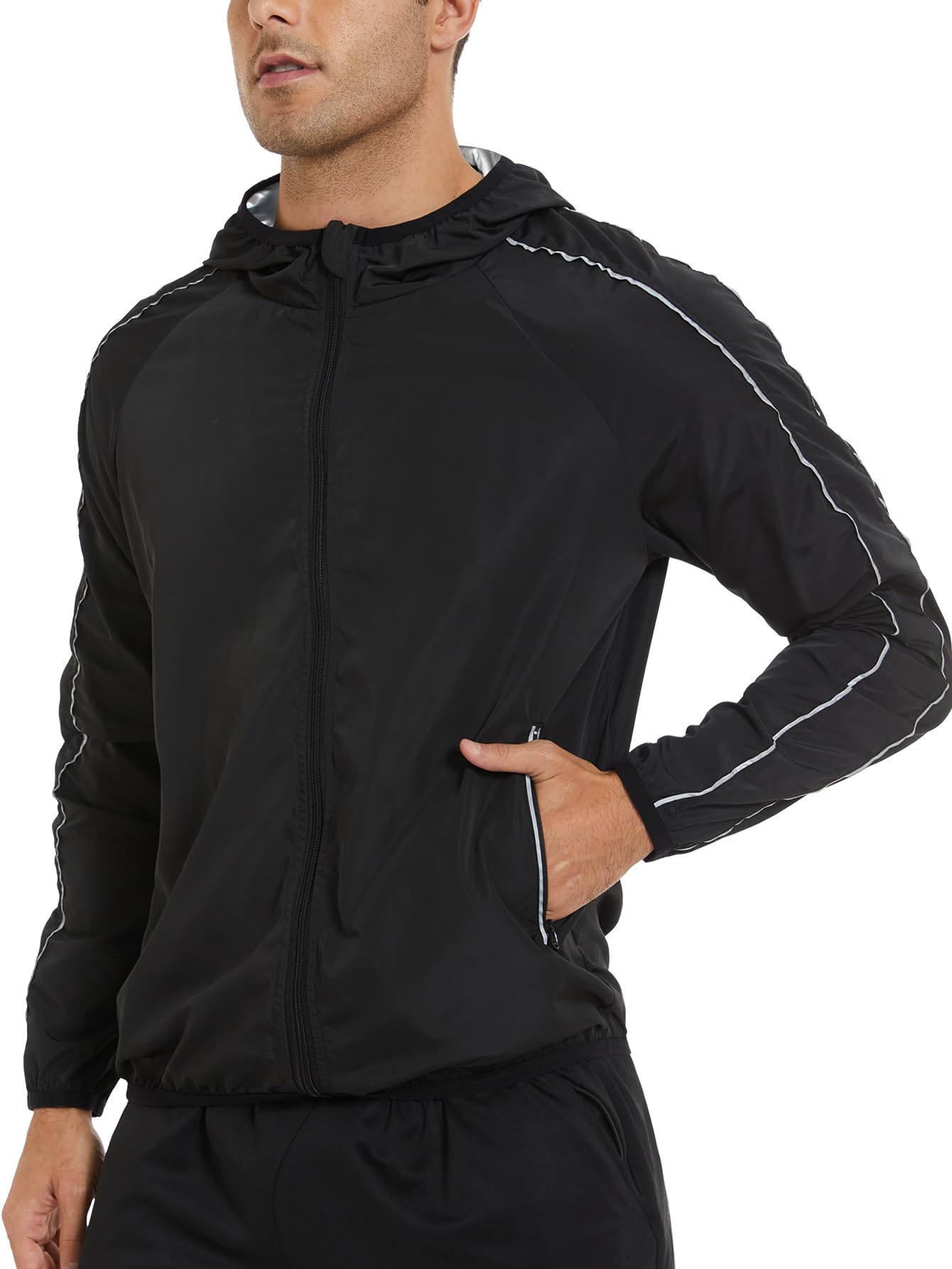 SEXYWG Sauna Suits for Men Workout Sauna Jackets Zipper Sweat Jackets Gym Heat Trapping Hoodie Top Shaper Long Sleeve Workout Suits