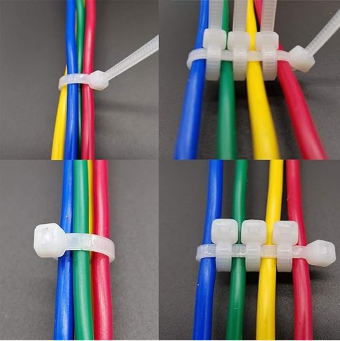 1000pcs 4 Inch, 4 Small White Zip Ties Mini Cable Ties Tiny Zipties In Micro Self Locking Plastic Clear Tie Wraps Thin
