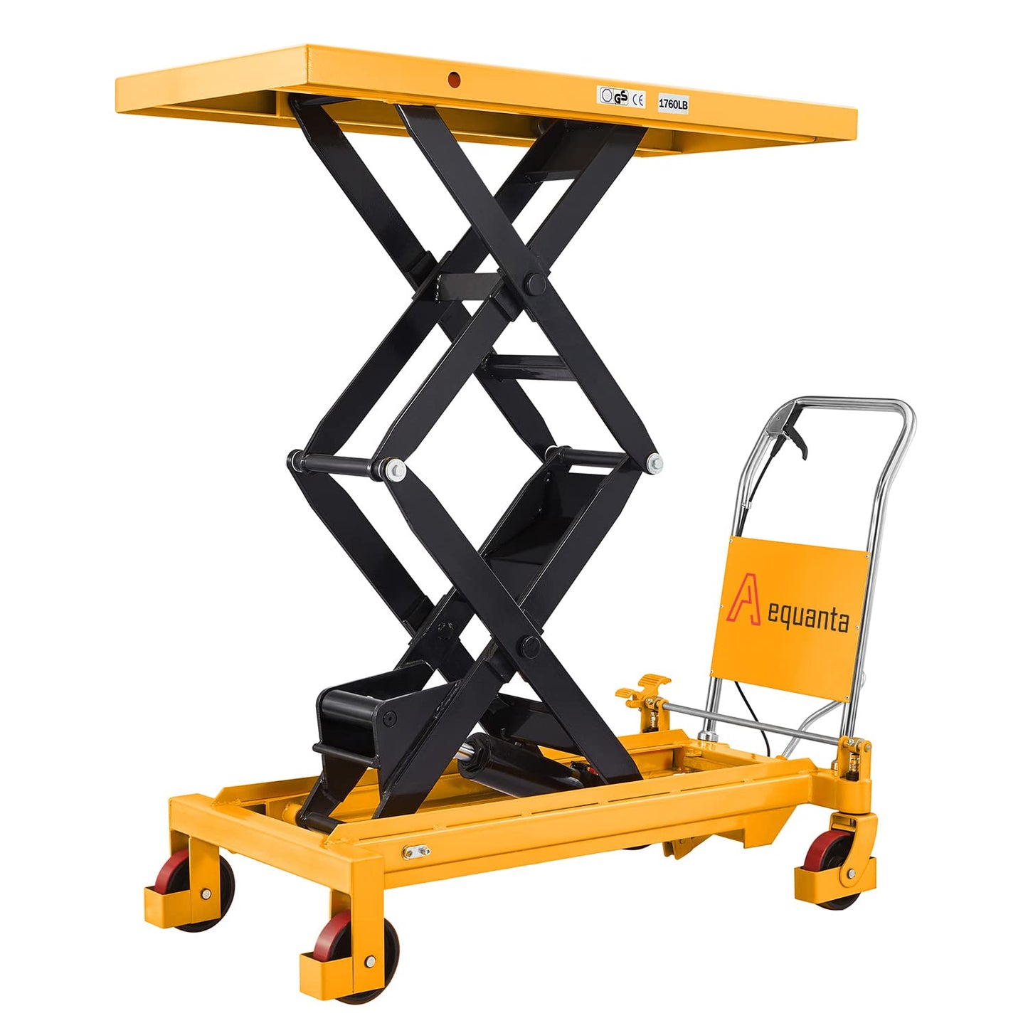 Aequanta Double Scissor Hydraulic Mobile Lift Table Multi-Function Platform Cart 59" Lifting Height 1760lbs Capacity Suitable for Handling Work