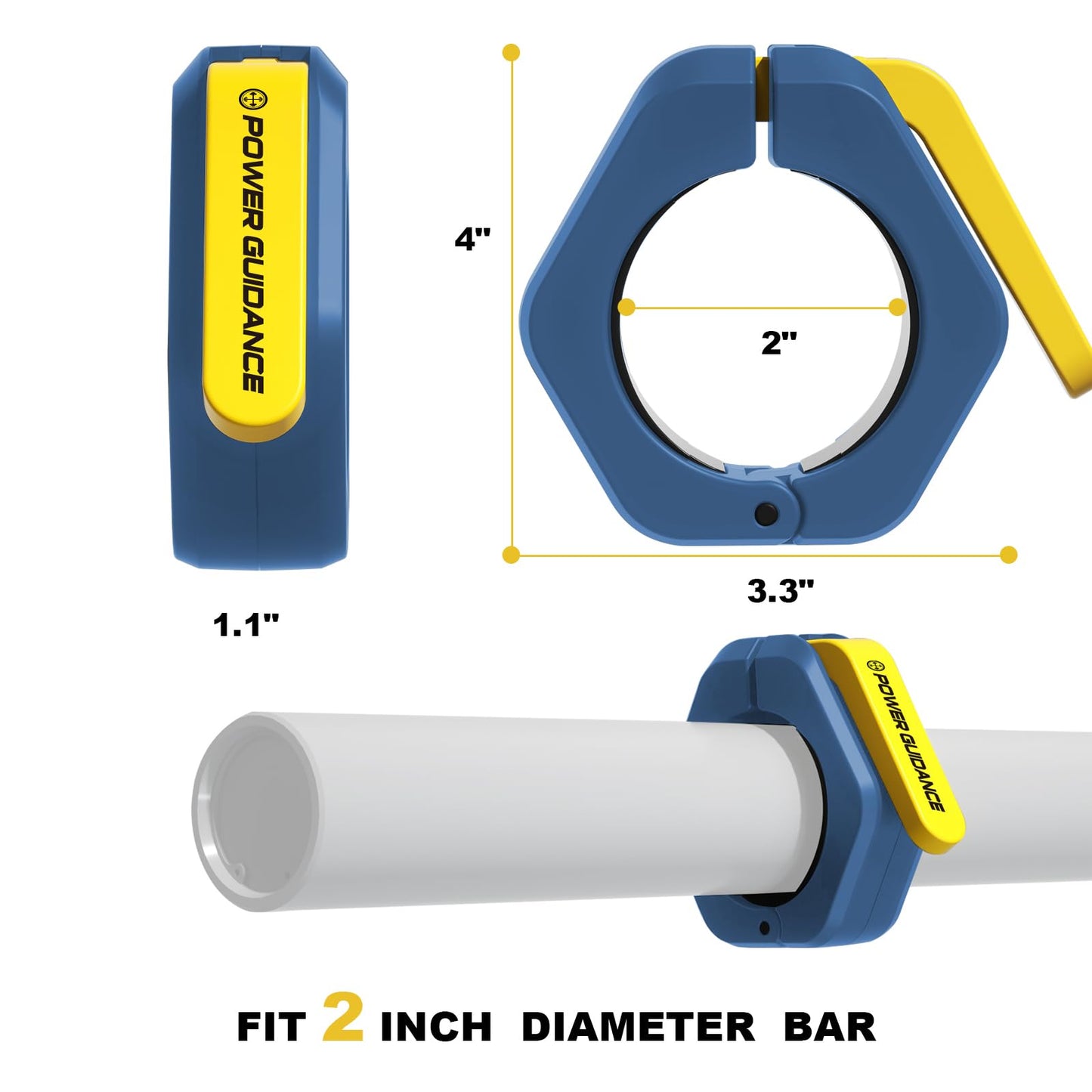 POWER GUIDANCE 2 inch Magnetic Barbell Collars Barbell Clips, Olympic Barbell Clamps,Weight Clamps Quick Release Barbell Collar for Workout Weightlifting,Olympic Lifts and Strength Training Blue