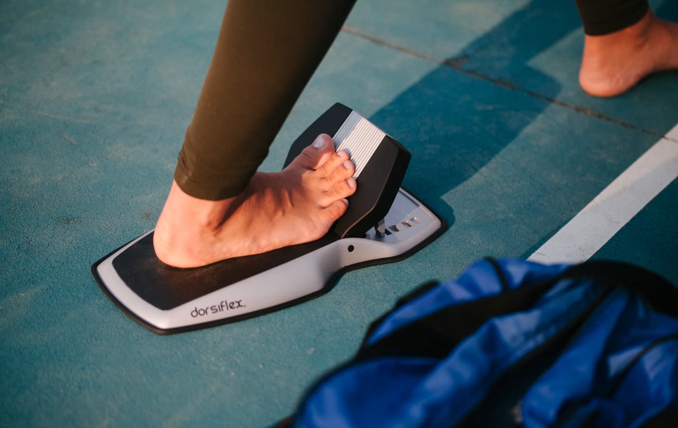 Dorsiflex. Deep calf, foot, and arch stretcher and foot rocker and slant board device for plantar fasciitis, Achilles tendinitis, calf stretching, ankle mobility, toe mobility and heel pain relief.