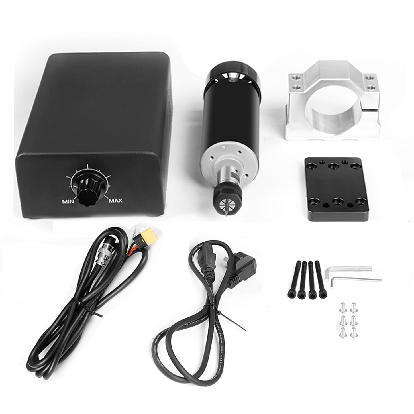 500W CNC Spindle Motor Kit, 48VDC, 12000RPM, 0.01-0.03mm Runout, Air Cooled, Wide Voltage 110-220V, with Control Box & Bracket, Compatible with TTC3018 Pro/CNC400, for Wood Acrylic PCB Carving