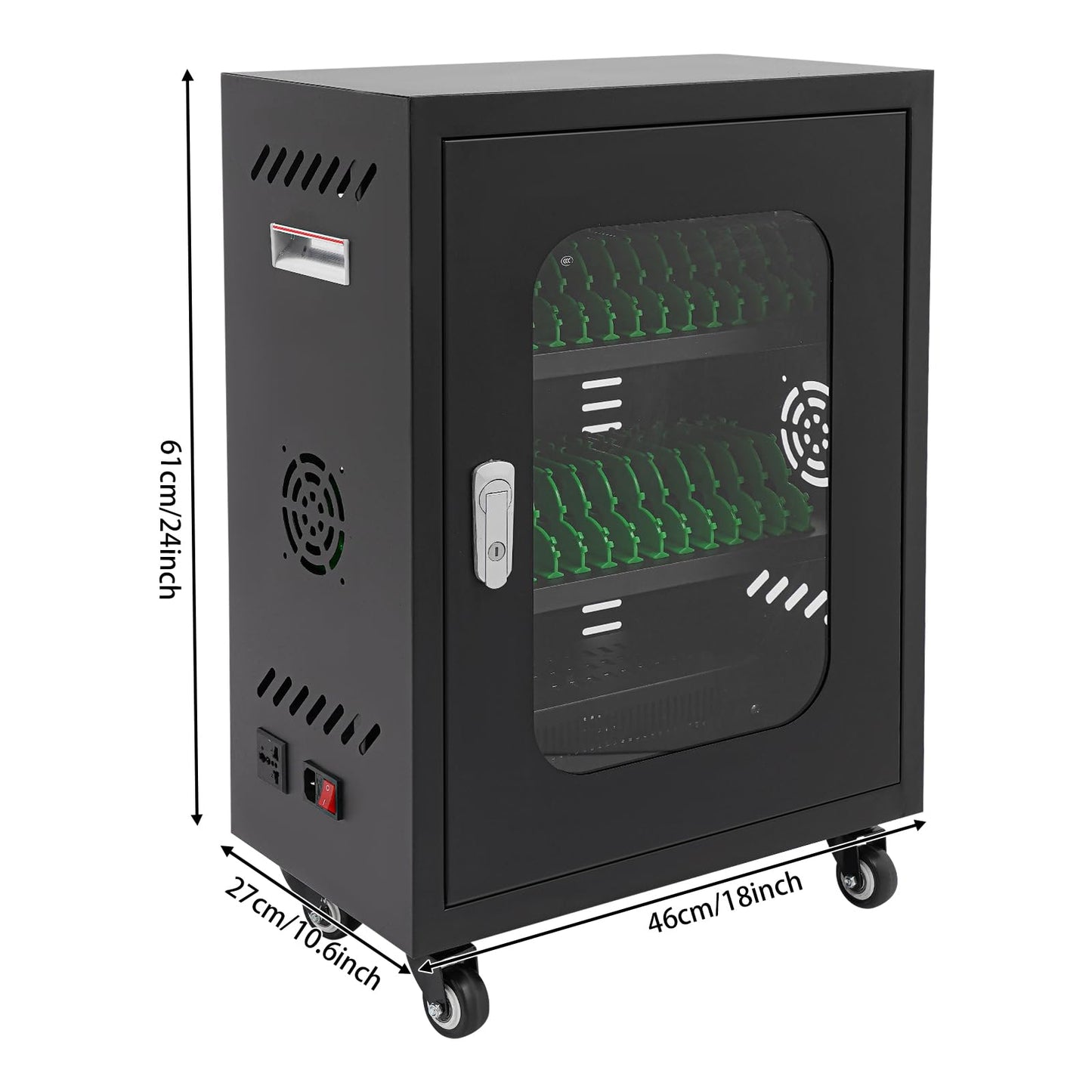 30-Device Mobile Charging Cart for Phone, Mobile School Charging Cart and Cabinet,Locking Storage Charging Station with Wheels for Classroom Office Business (Black)