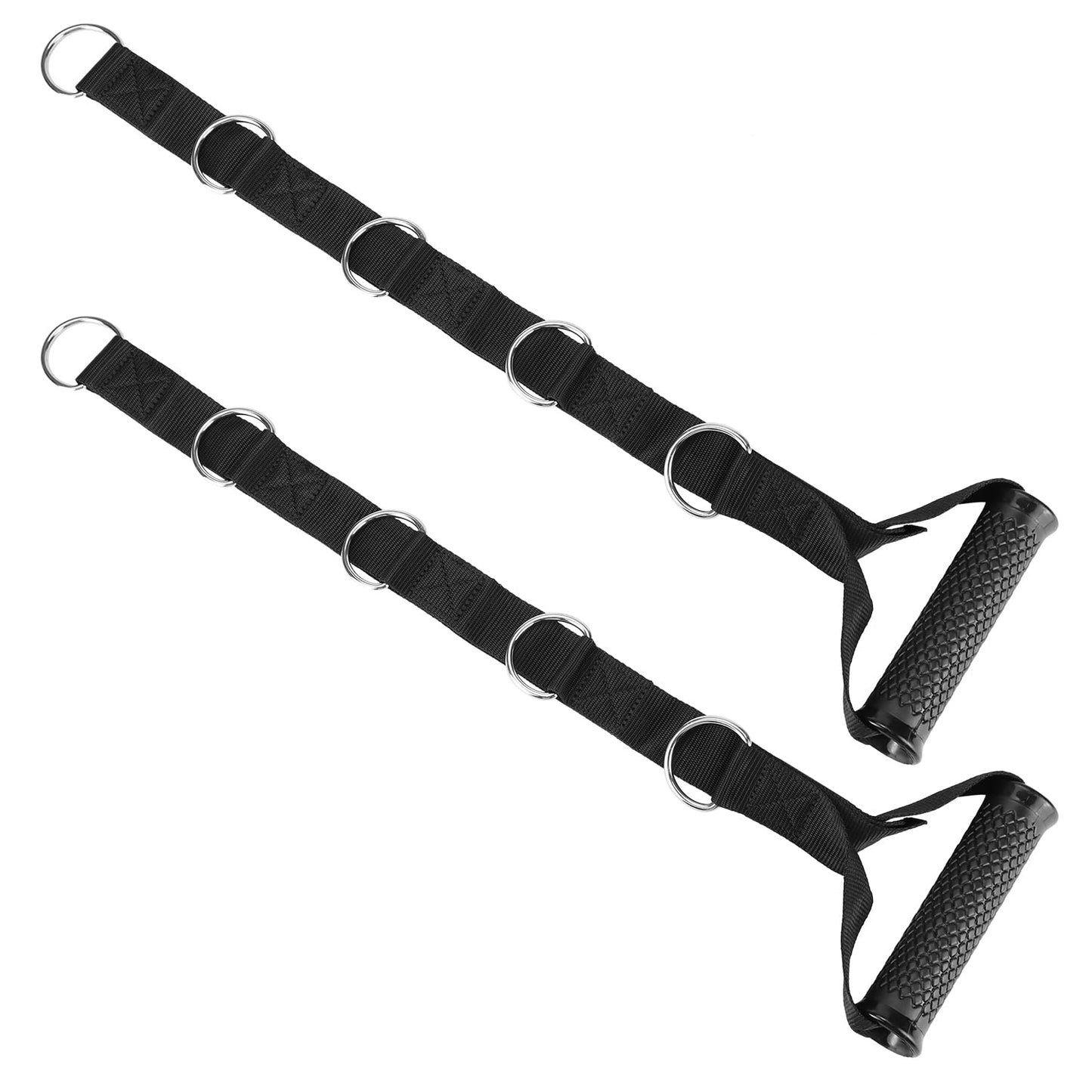 QWORK Fitness Metal Gym Handles with 5 Adjustable D-Ring Buckles - Heavy-Duty Handles for Pulley Systems, Pull-Down, Shoulder, Biceps, Triceps Exercises