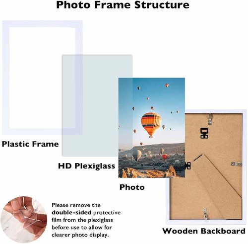 JCJMY 6x9 Picture Frame - Versatile Wall or Tabletop Display for 6x9 Photos | White Finish