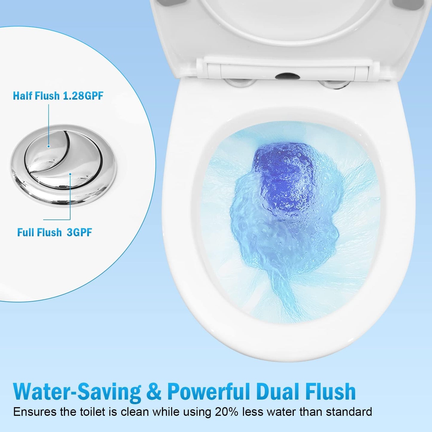 Macerating Toilet with Pump, Two-Piece Upflush Toilet For Basement, Powerful & Quiet Macerating Pump System With 4 Water Inlet & Ac Vent, 36ft Vertically, 16.5"Compact Toilet