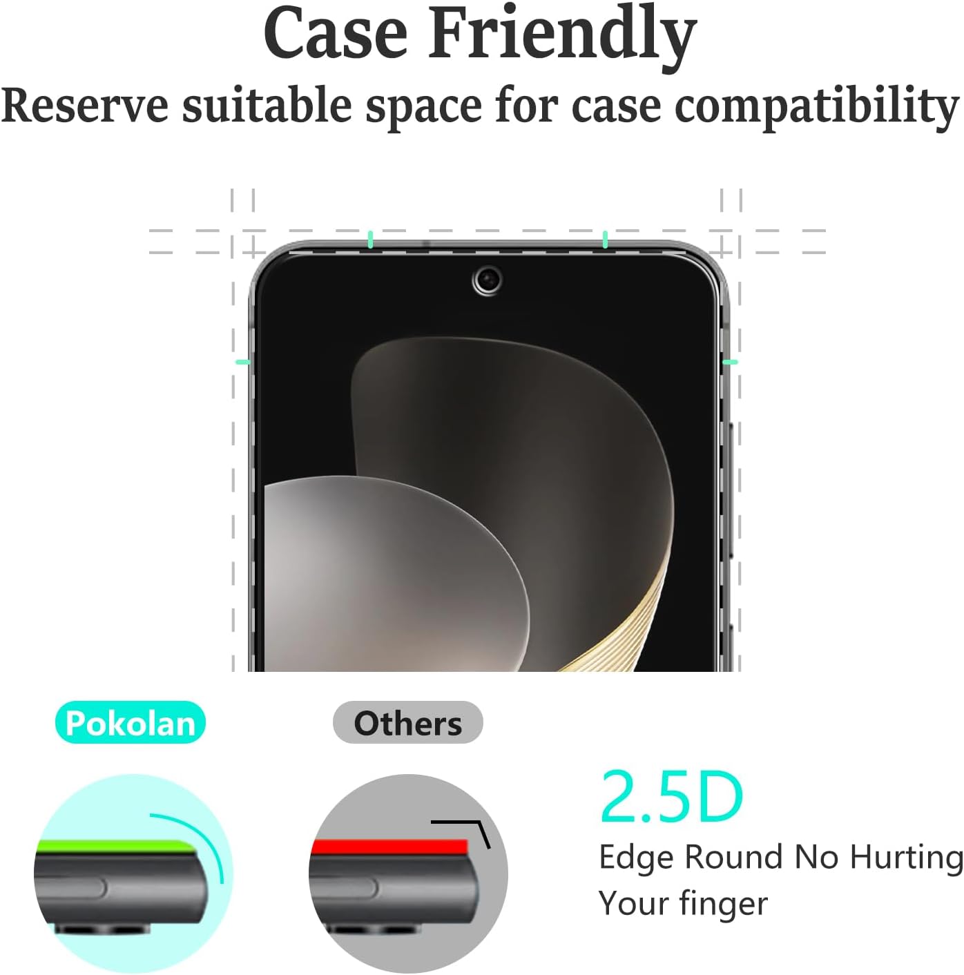 3 Pack S24 5G Pokolan Designed for Samsung Galaxy FE Tempered Glass Screen Protector, Fingerprint Unlocking, Bubble