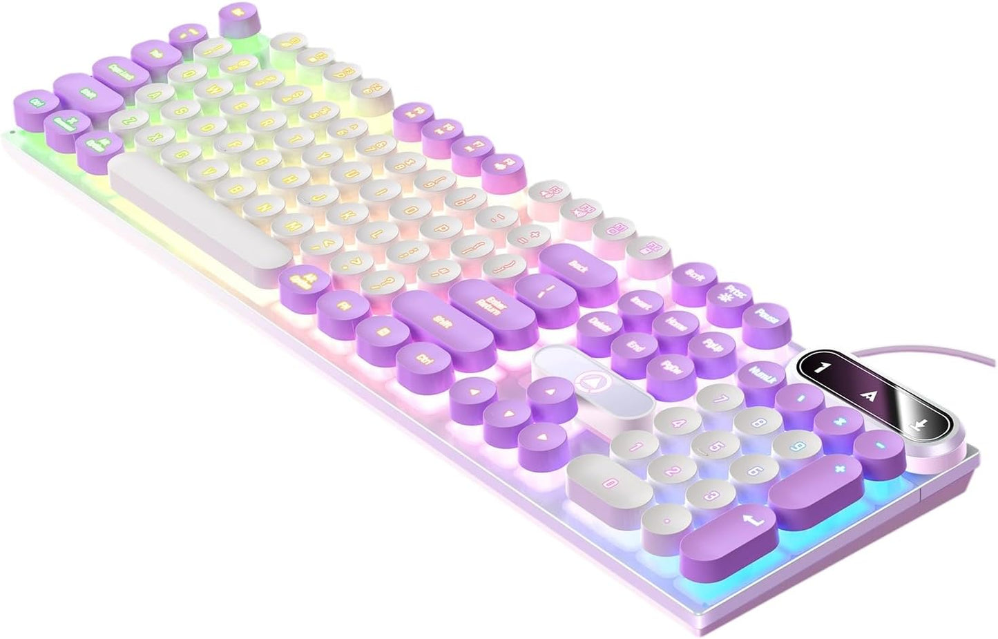 TsuvyXeg Gaming Keyboard Wired E-Sports Key Board RGB Backlit Computer Keyboard Round Key for Desktop Laptop PC Mac