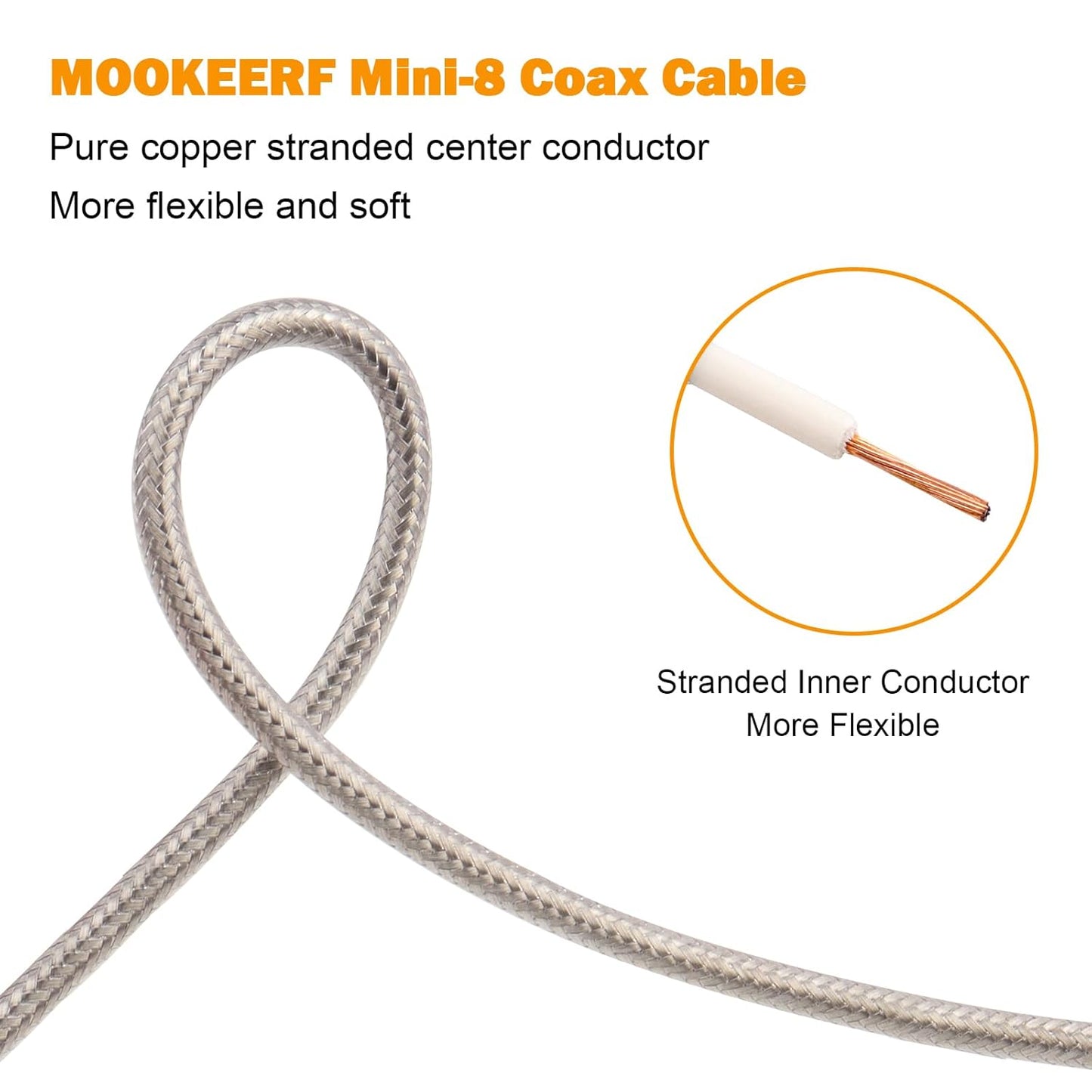 20ft,RG8X PL259 50 Analyzer,Dummy MOOKEERF CB Coax Cable Stranded Core UHF Male to Male Low Loss CB Antenna Cable Ohm