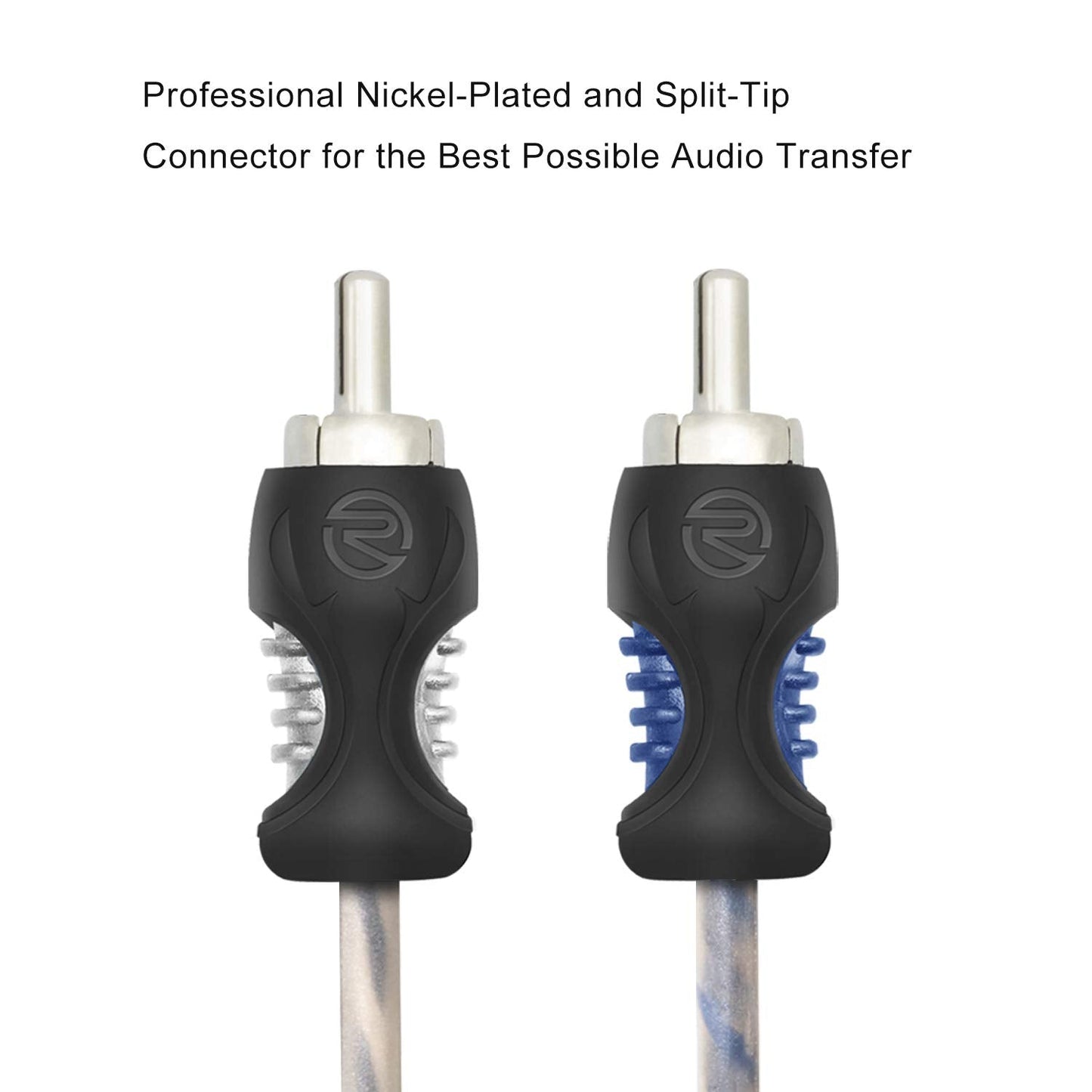 RCI217-2 99.99% 17ft 2-Channel 2 Pack RECOIL Oxygen Free Copper RCA Audio Cable Twisted Pair with Noise Reduction