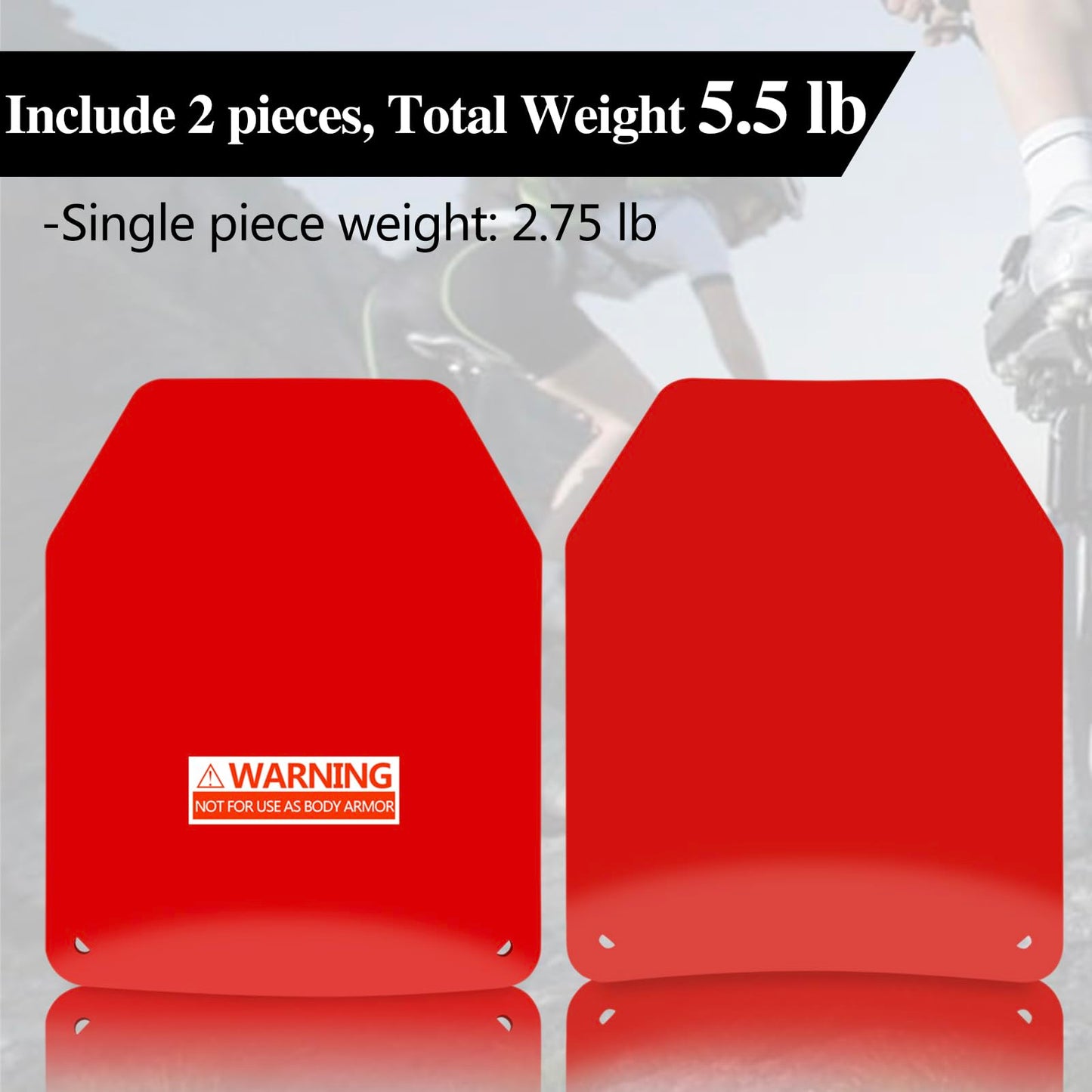 Weight Vest Plate Curved Weighted Plates for Weight Vest 5.5lb/11lb per Pairs for Running, Strength Training (Red:5.5LB(2.75LB*2))