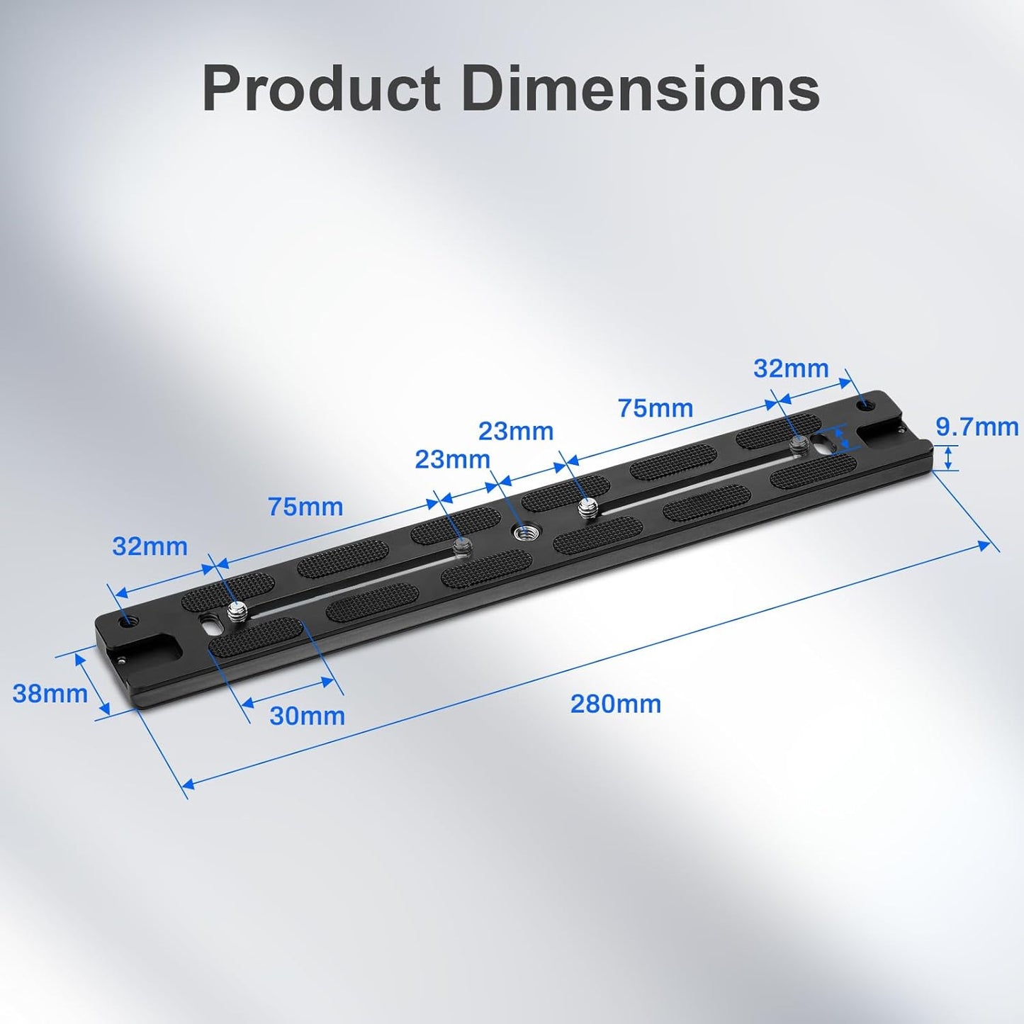 Leftfoto 280mm Metal Dovetail Slide Rail Arca Swiss Type Quick Release Plate with Cold Shoe & Anti-Slip Pads for DSLR